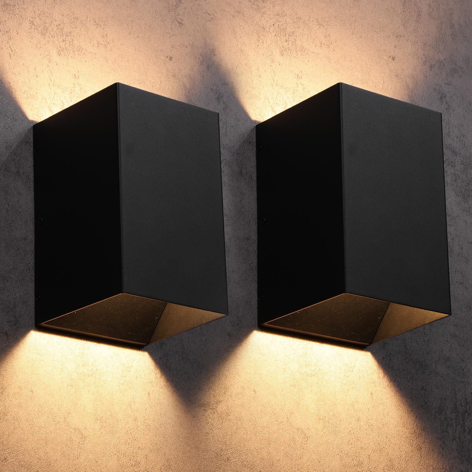 LEONLITE LED Wall Lights, Modern Outdoor Porch Light, 10W, 844LM, 3000K Warm White, Matte Black, ETL Listed, Model 73498, Pack