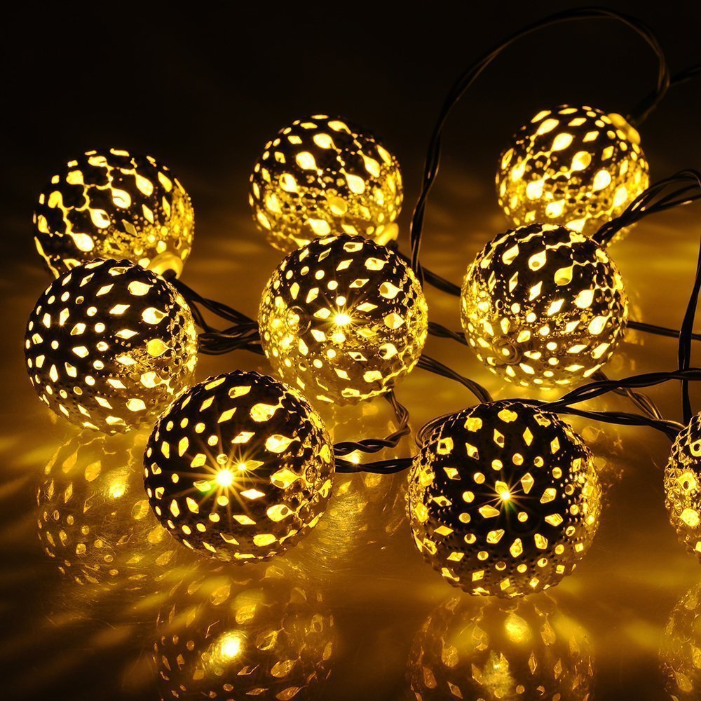 Globe String Lights, CMYK 20 Ft 40 Balls Waterproof LED Fairy Lights, Outdoor Starry Lights Solar Powered String Lights, Decorat
