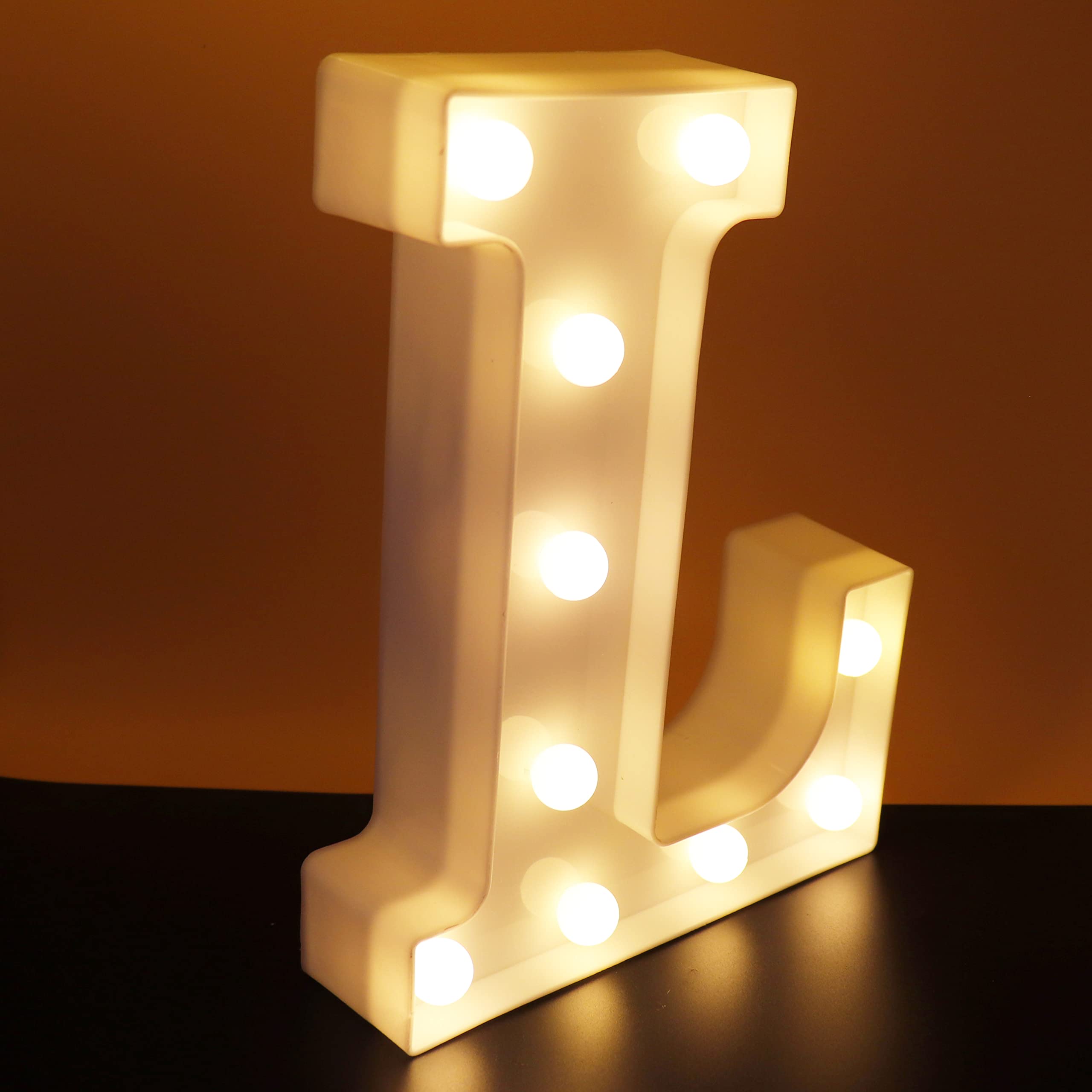 Ausaye Led Letter Lights Alphabet Light Up Sign Night Light For Home Party Wedding Decoration (L)