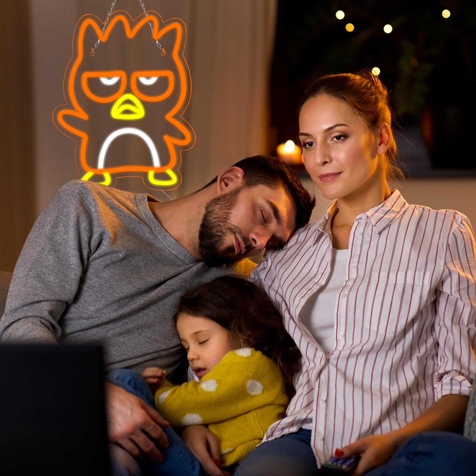 WonderfulLife Neon Penguin Sign for Office Decor, LED Lights, Kawaii Cartoon, Perfect for Childrens Room, Model kqe