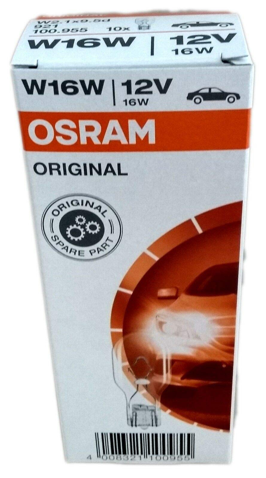 OSRAM 921 W16W Glass Crimp Base Light 12V 1 Lamp - Orange, 1 Piece