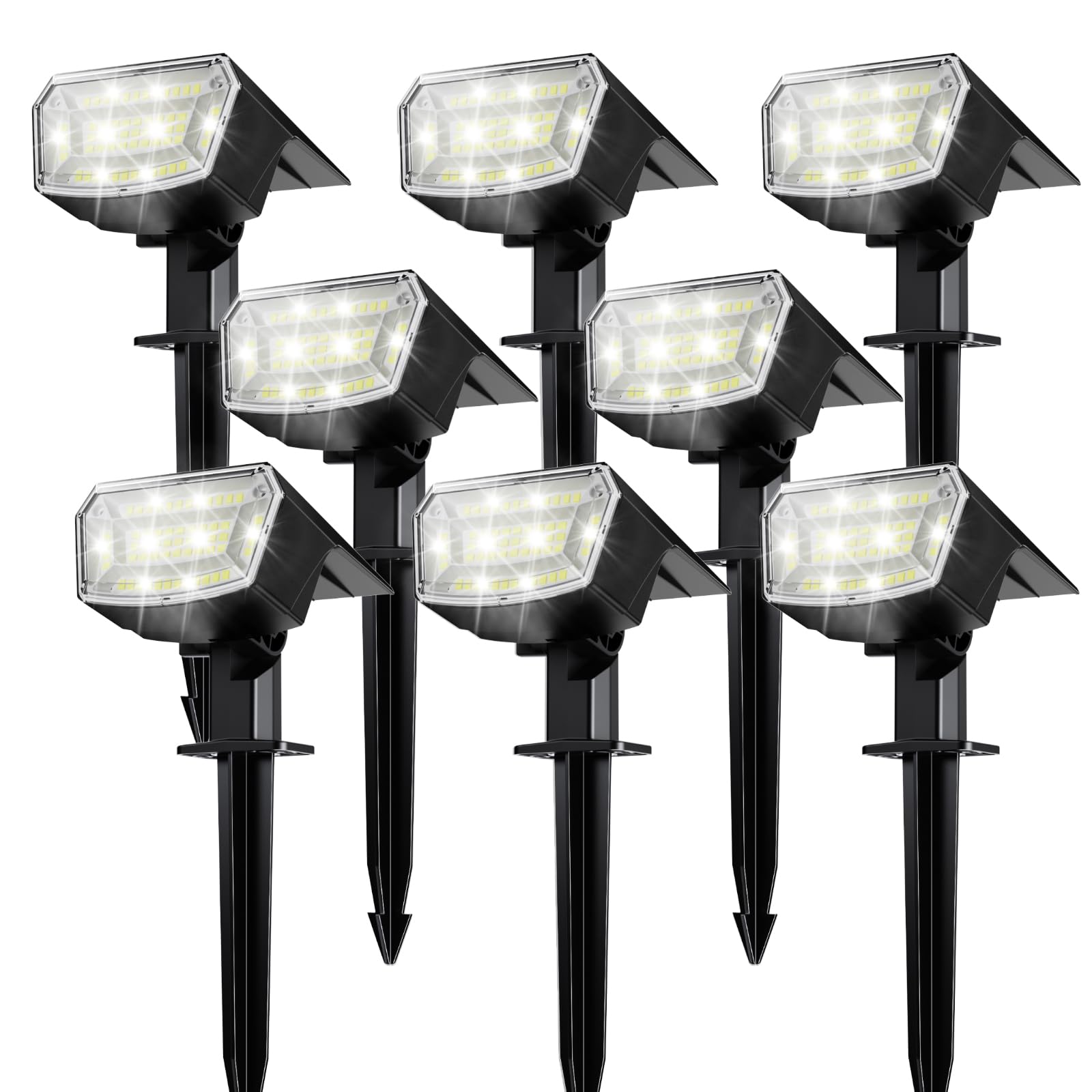 TECKNET Spot Lights Outdoor with 59 LED, 8 Pack Solar Lights Waterproof IP65, Auto On/Off Solar Spot Lights Outdoor, 3 Lighting