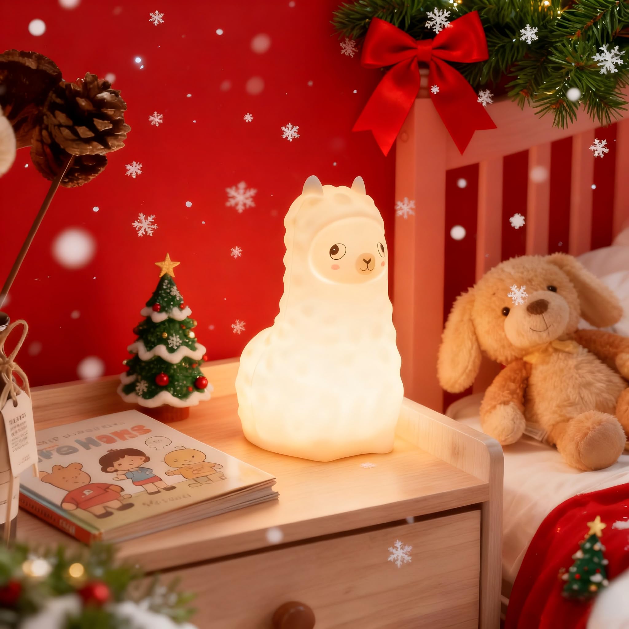 Bear Night Light for Kids Room -Cute Aesthetic Lamp 9 Colors Nursery Light Up Baby Bedroom Portable Rechargeable LED Nightlight