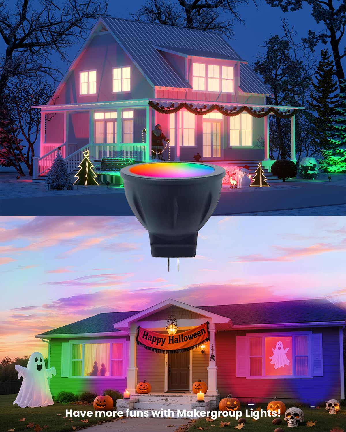 Makergroup RGB MR11 LED Bulbs, 6 Pack Color Changing, GU4 Bi-pin, Warm White + 15 Colors, Aluminum, 12V Halogen Bulb Replacement