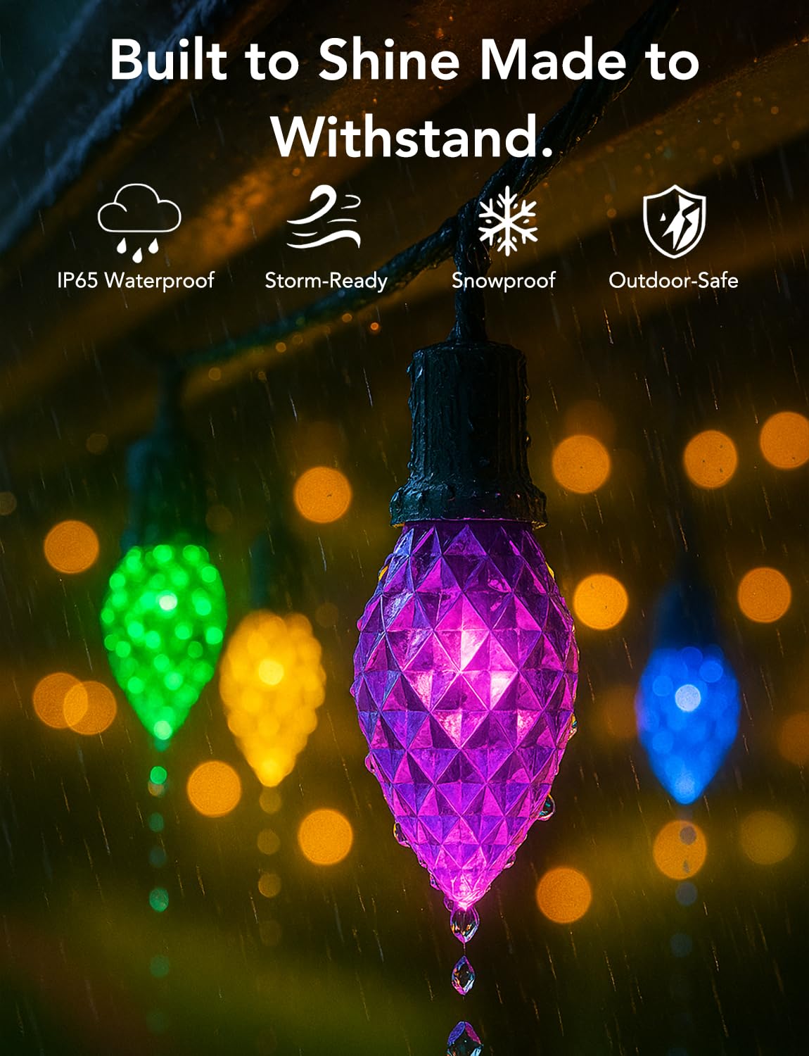 Led C9 Christmas Lights Outdoor 100Ft 150 Leds App Remote Controlled Rgb Smart String Lights With Diy Music Sync & Timer 108 Modes Waterproof & Extendable For Roofline House Xmas Tree Halloween Decor