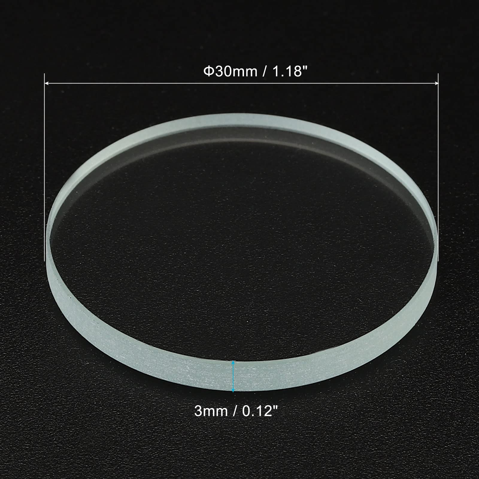 Patikil 1.18X0.12 Dia Flashlight Glass Lens, 2 Pcs Polished Edge Glass Lens For Led Light Source Lens Handheld Flashlight Replac
