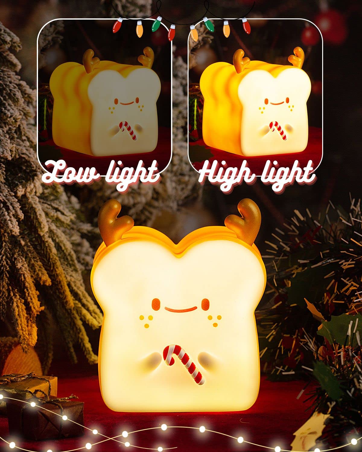 MIVANI Deer Toast Lamp Night Light, Portable Silicone, USB Rechargeable, Touch Sensor, Reindeer Limited Edition, Model MIV-18