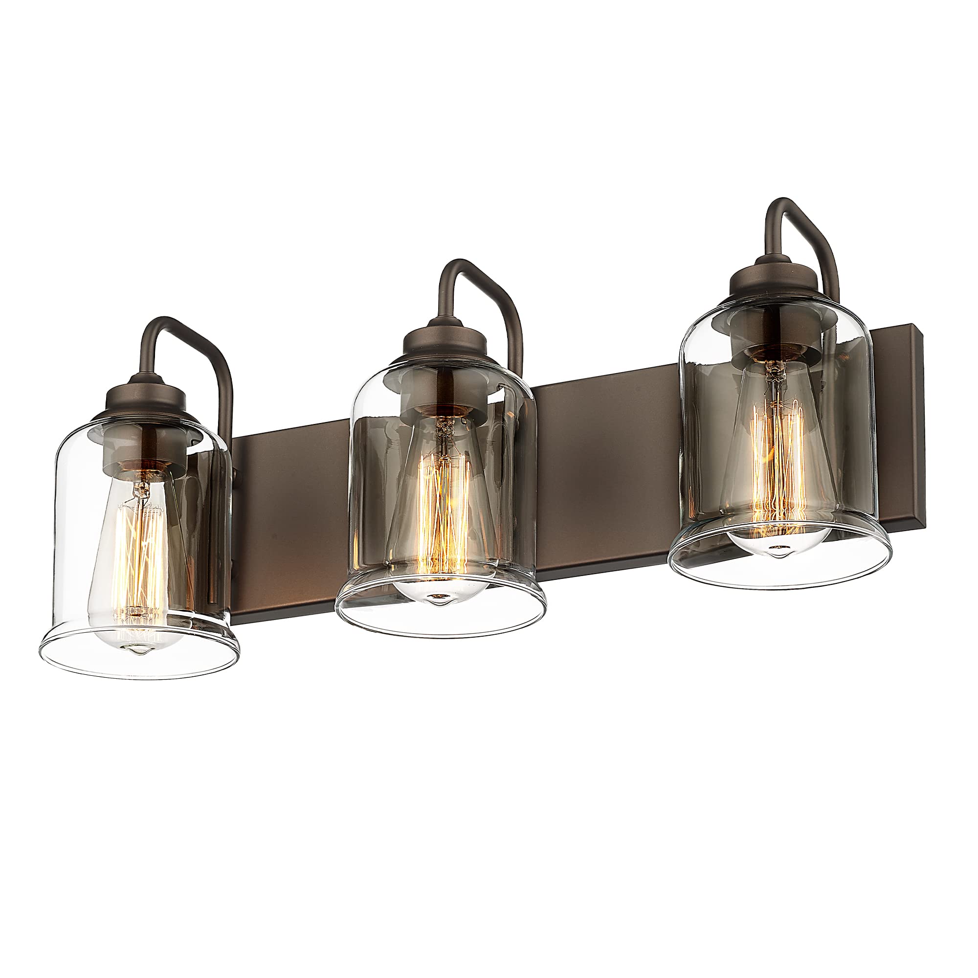 zeyu 3-Light Bathroom Vanity Light Fixtures, Oil Rubbed Bronze, Clear Glass Shade, Model ZSL72B-3W ORB