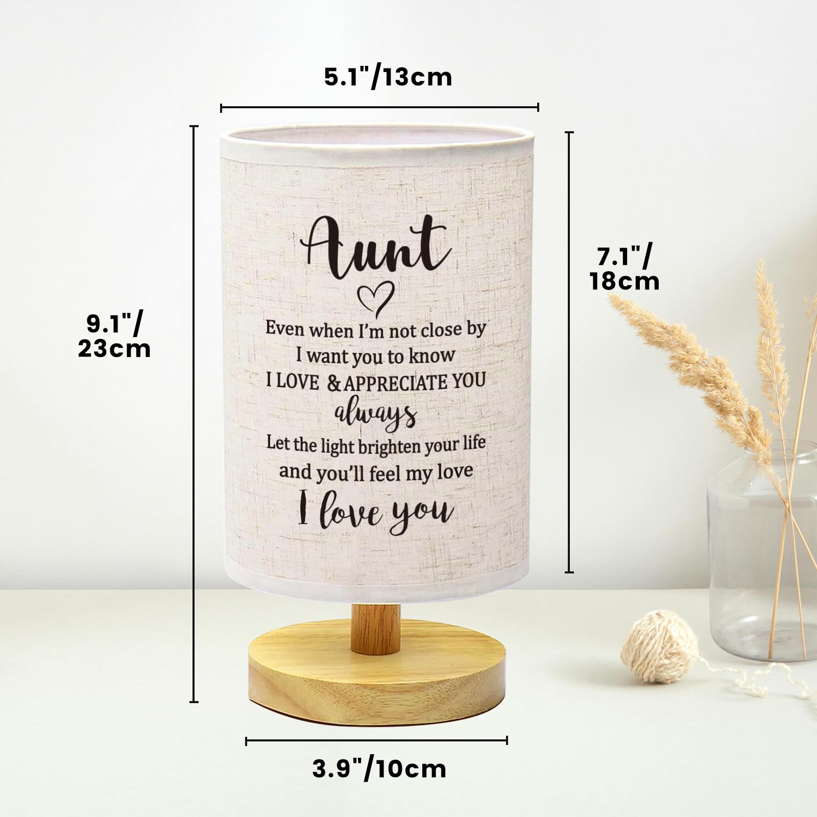 Suehhyy Best Aunt Gifts From Niece Nephew, To My Aunt Fabric Bedside Table Lamp Presents, Birthday Christmas Valentines Mothers