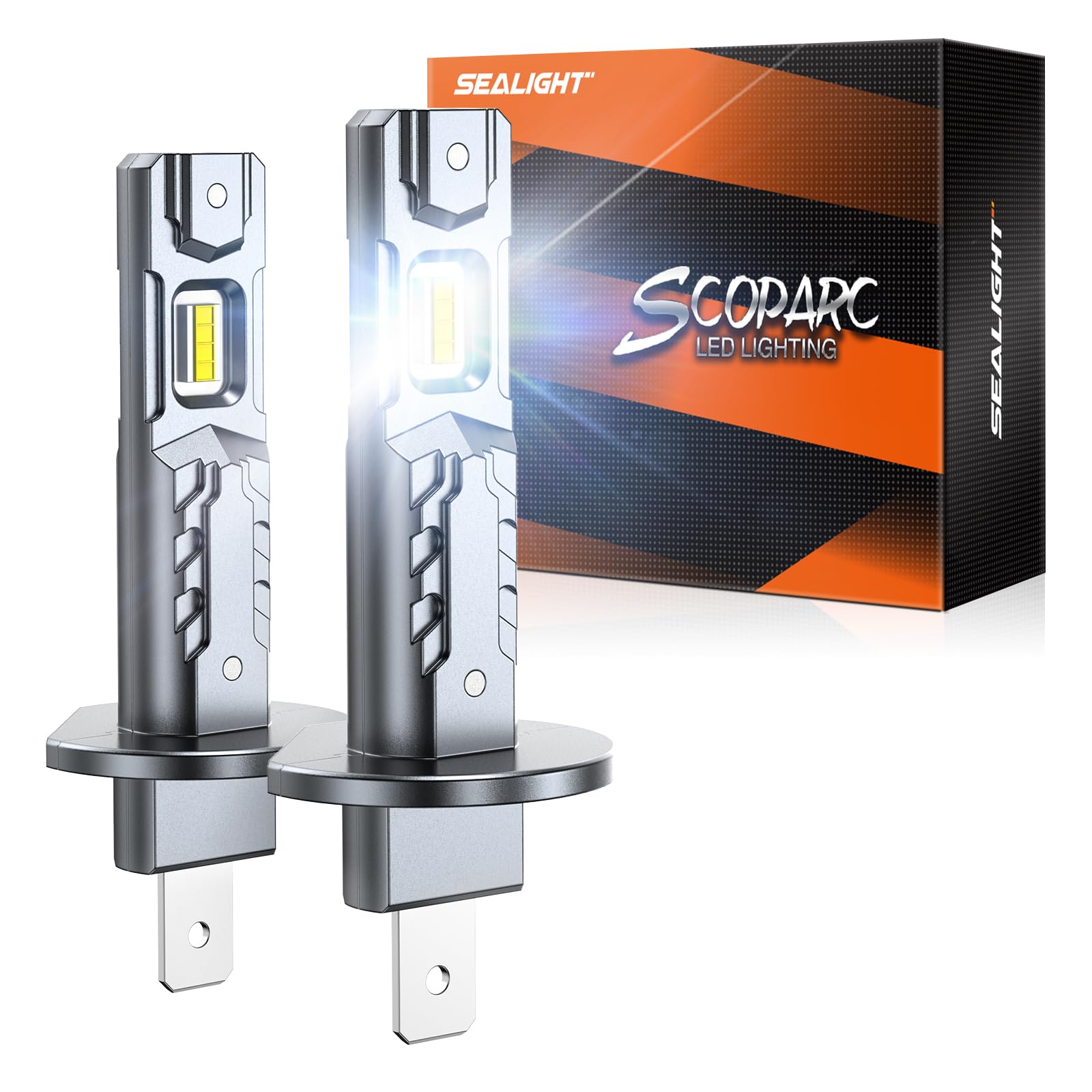 SEALIGHT H1 Fog Light Bulbs 36000LM 6500K Cool White Pack of 2, 1:1 Design, H1 Size
