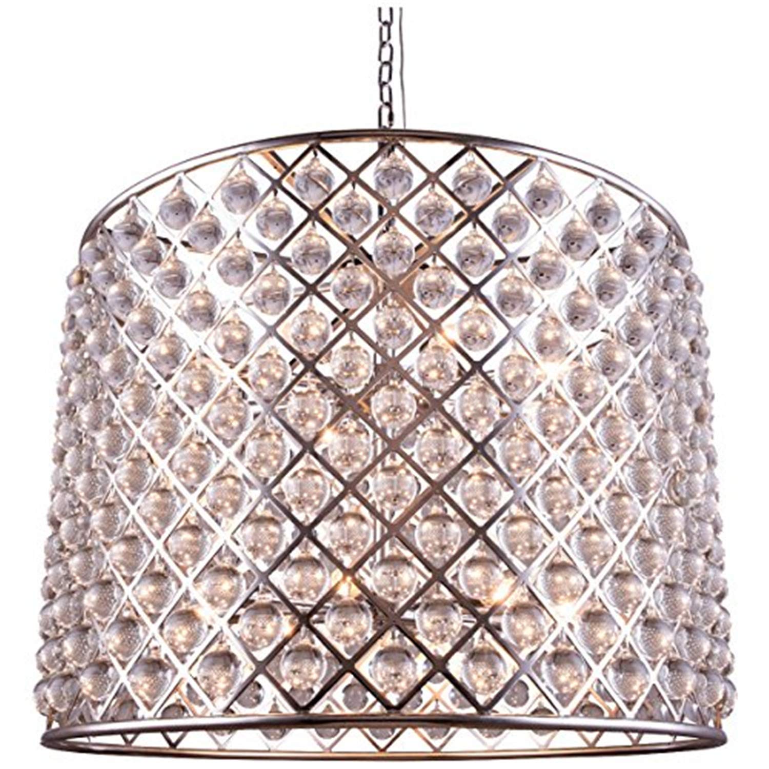 Elegant Lighting Madison Collection 1204D35PN/RC 12-Light Pendant Lamp with Royal Cut Crystals, Polished Nickel Finish