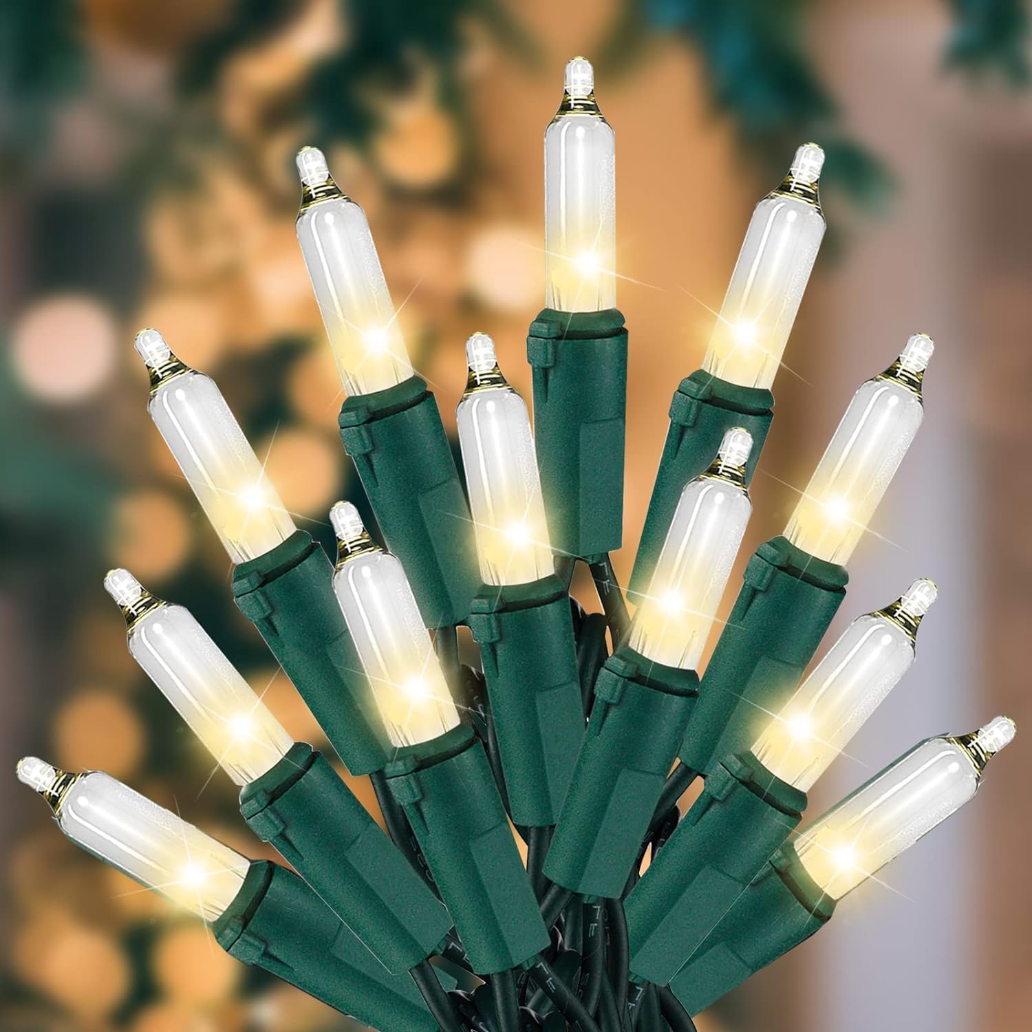 Christmas Lights for Tree 40Ft 200 Count Mini Lights Green Wire Christmas Tree Lights Waterproof Incandescent Bulb for Indoor Outdoor Xmas Holiday Wedding Home Party Decorations Clear 2pack