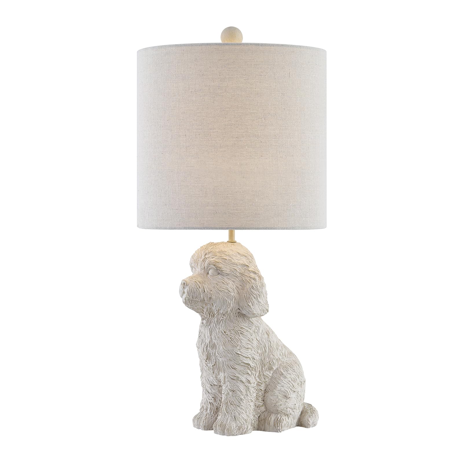 Crestview Collection 24" Golden Doodle Dog Resin Table Lamp, White Linen Shade, Cute Nightstand Lamp for Bedroom, Model EVCBAVP2176