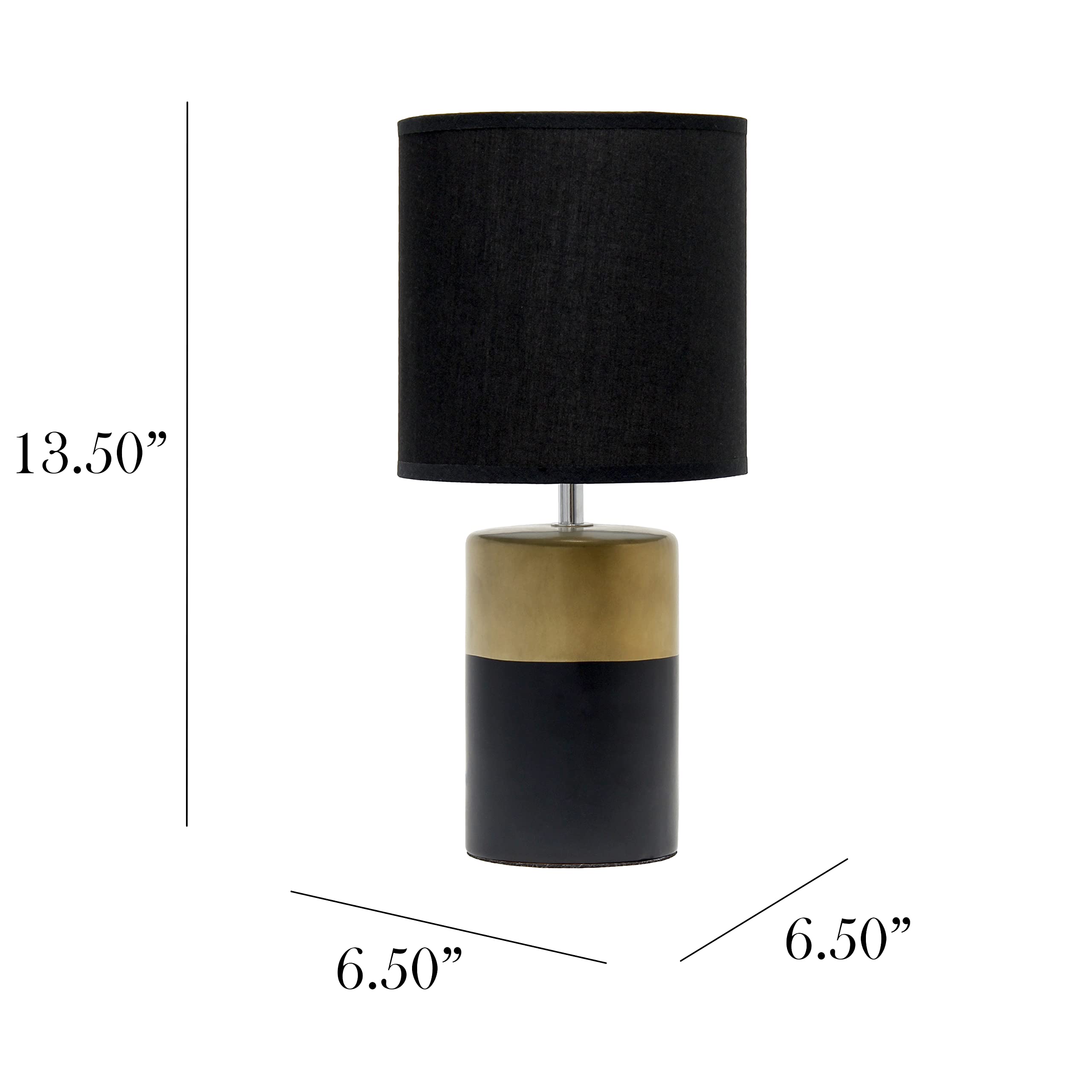Simple Designs LT1114-BLK Bedside Table Lamp, Porcelain, Black/Gold, Pack of 1