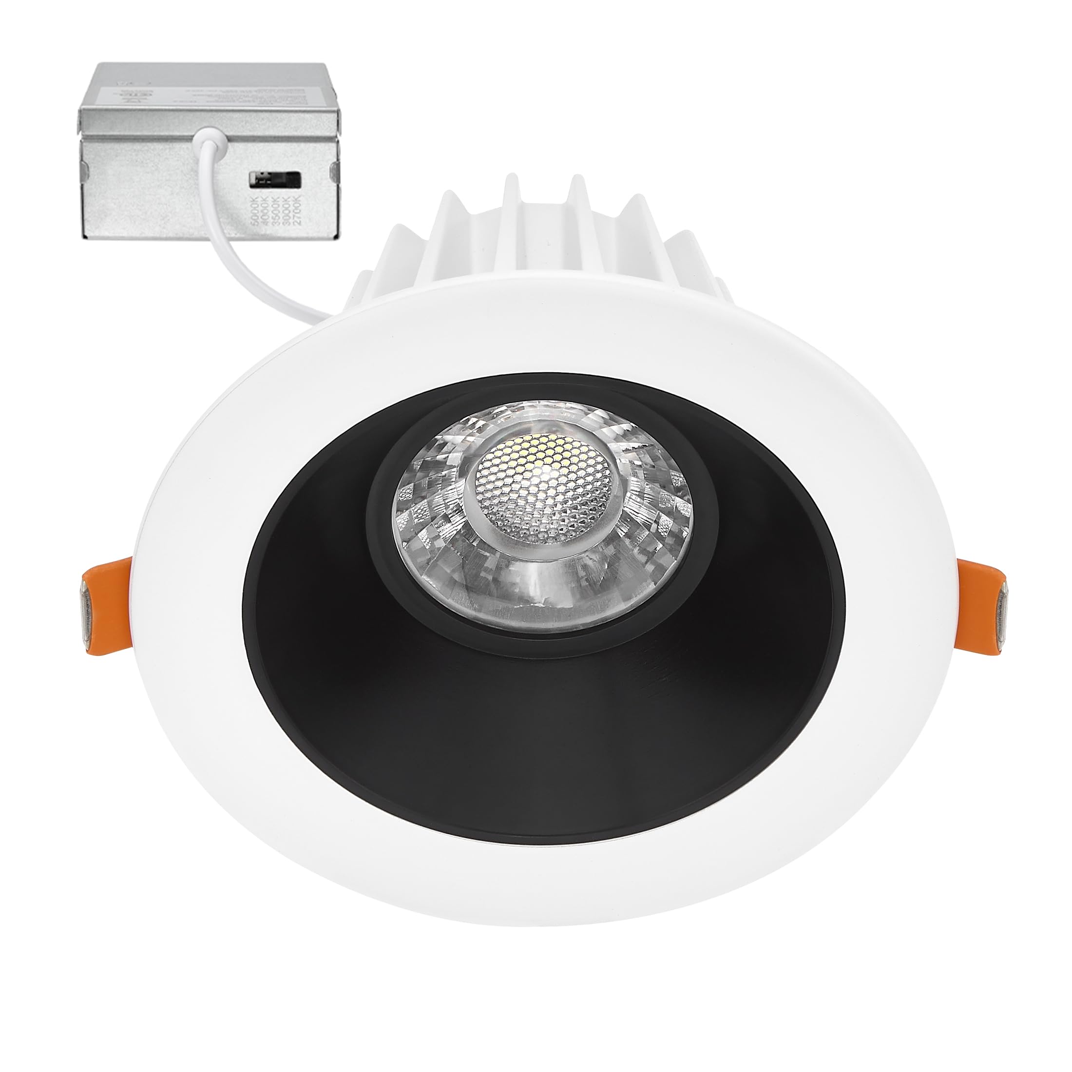 Maxxima 4 in. Ultra-Thin Recessed Anti-Glare LED Downlight - Canless IC Rated, 1200 Lumens, 5 Color Temperature Selectable 2700K