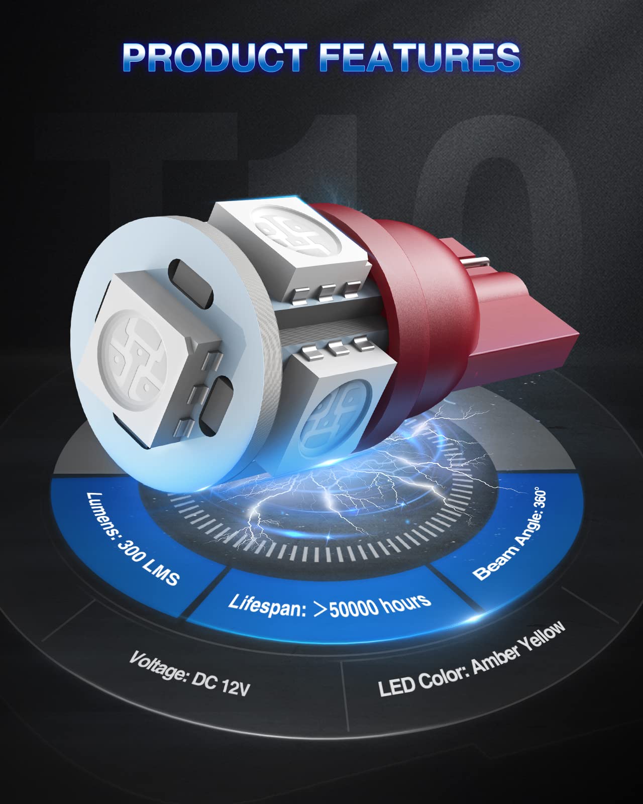 Marsauto 194 LED Bulb Brilliant Red 168 T10 2825 5SMD No Polarity Replacement Bulbs for Car Dome Map Door Courtesy License Plate