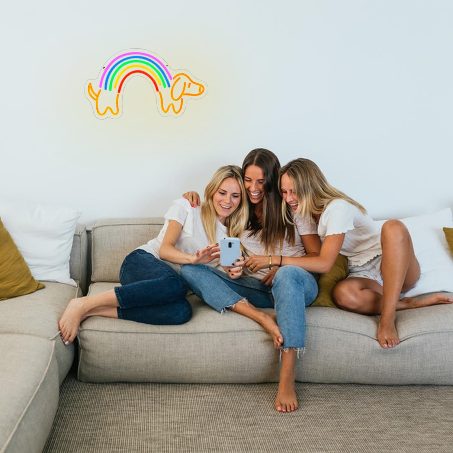 Gyaksjm Rainbow Dachshund Neon Sign - Dimmable Wall Decor - Large Multicolor Acrylic Light for Dog Lovers & Kid Rooms