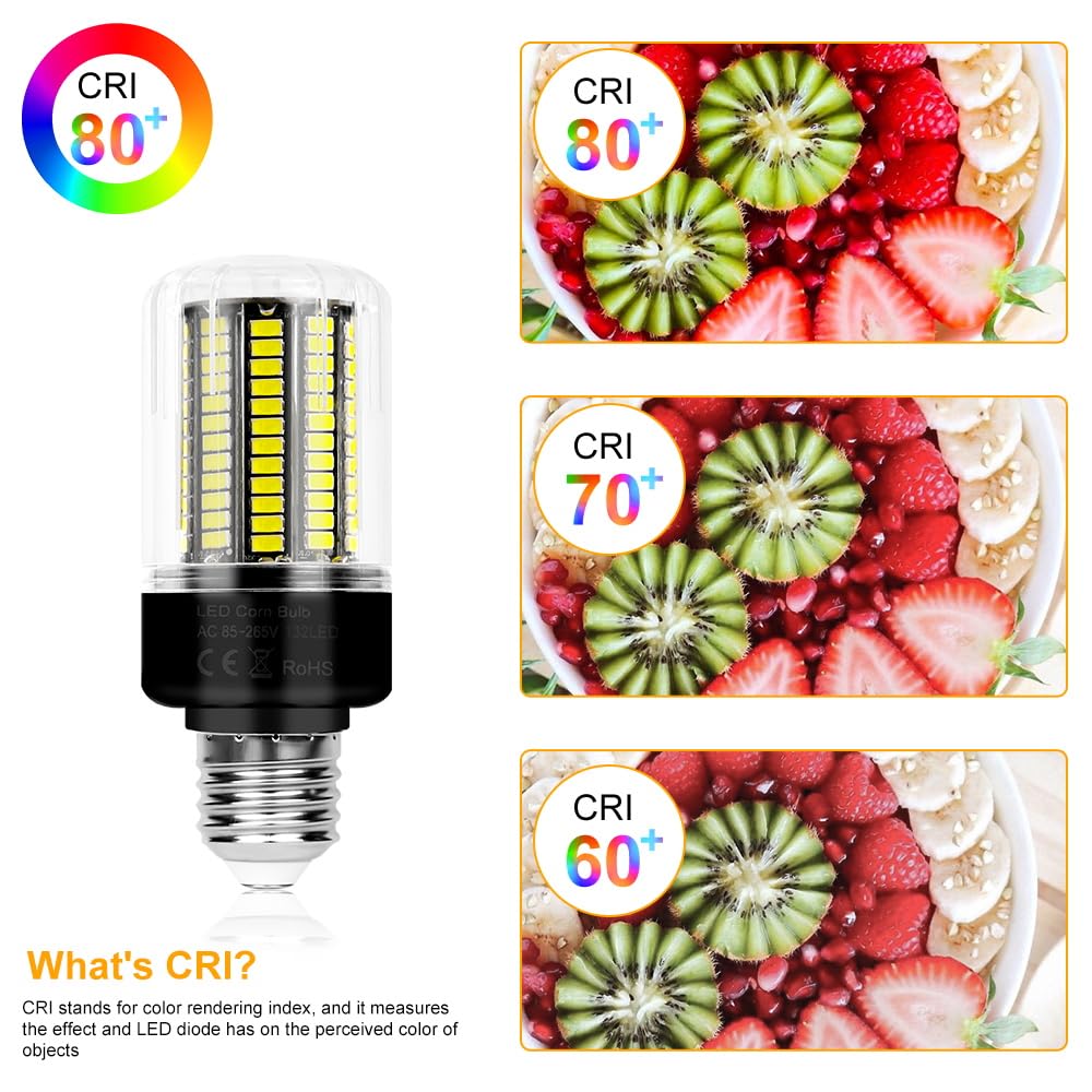 6Pack 25W Led Corn Light Bulbs 250W Equivalent Super Bright 3146Lumen E26/E27 Base Ceiling Fan Bulb 85-265V Indoor Energy Saving