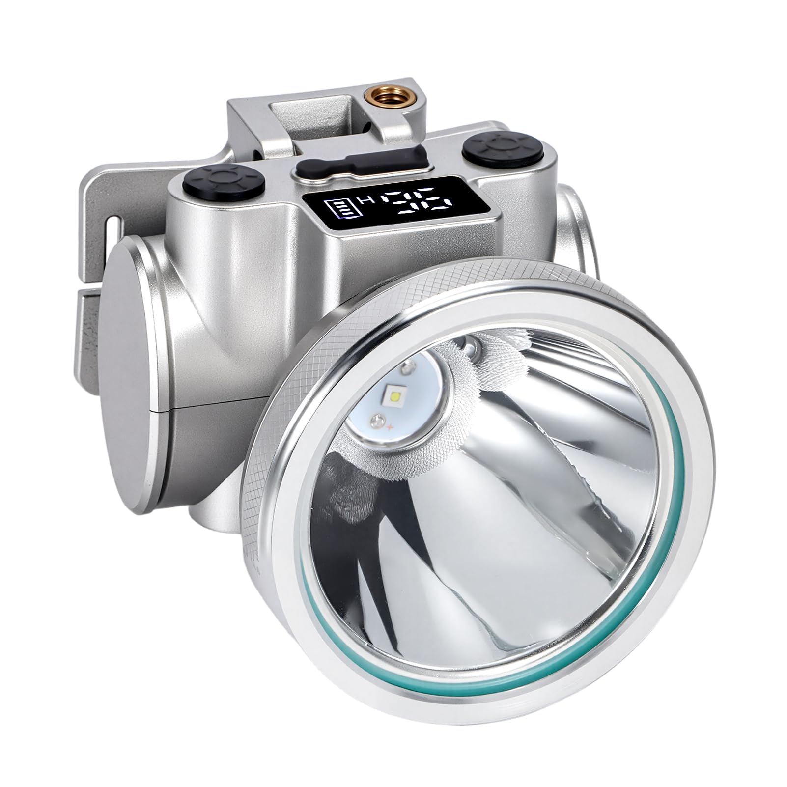 High Brightness LED Headlamp with Display Screen Rechargeable USB-C Waterproof Headlight with Runtime Indicator 4 Lighting Modes