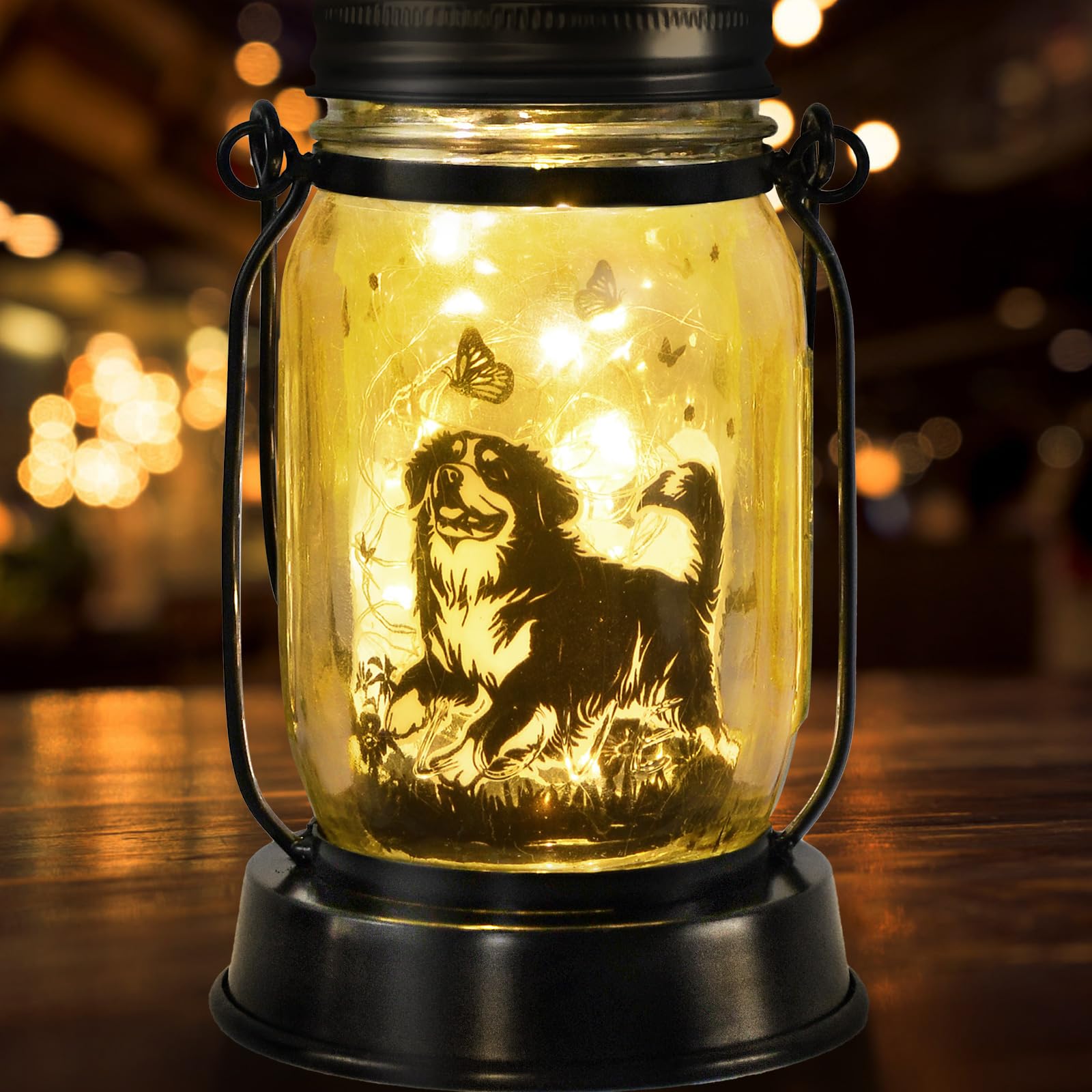 Bernese Mountain Dog Gifts For Women/Men Bernese Mountain Solar Lanterns Birthday Dog Lovers Lantern Pet Loss Dog Memorial Light
