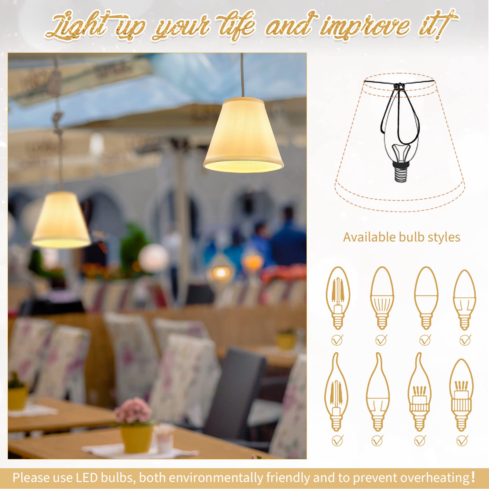 Set Of 10 Small Lamp Shade Chandelier Shades Burlap Clip On Lamp Shade 3'' X 6'' X 5'' Rustic Barrel Fabric Lampshade Cover For