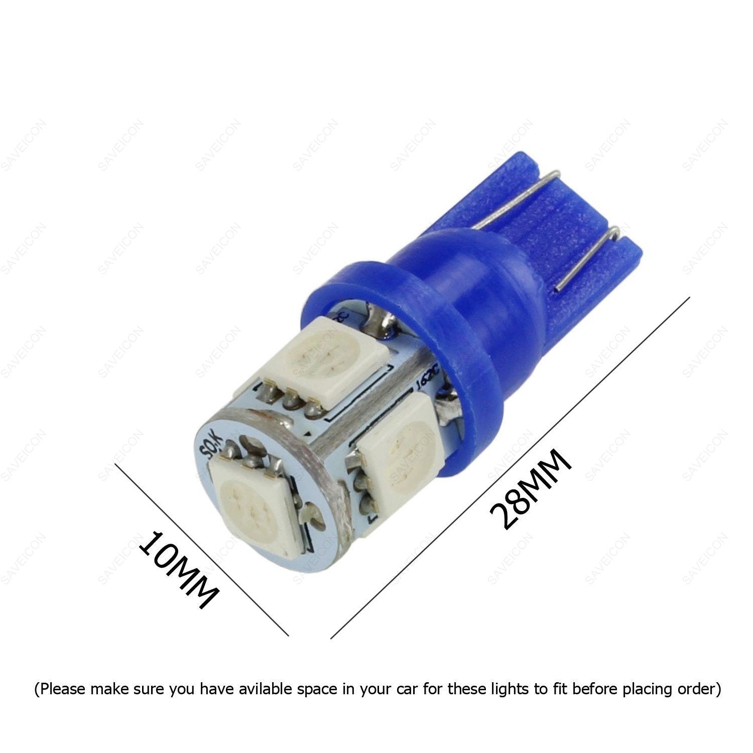 SAWE 5-SMD LED License Plate Dome Map Lights Bulbs Pack of 8 Ice Blue