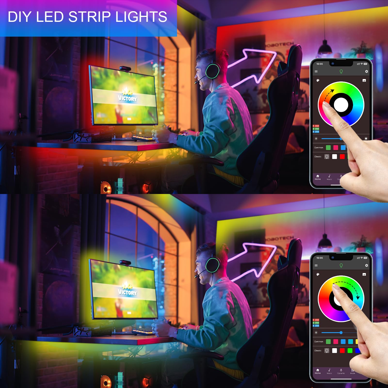 100Ft Outdoor Led Strip Lights Waterproof Ip68, Rgb Led Rope Lights Outdoor Waterproof Music Sync, Outside Led Lights Strip With