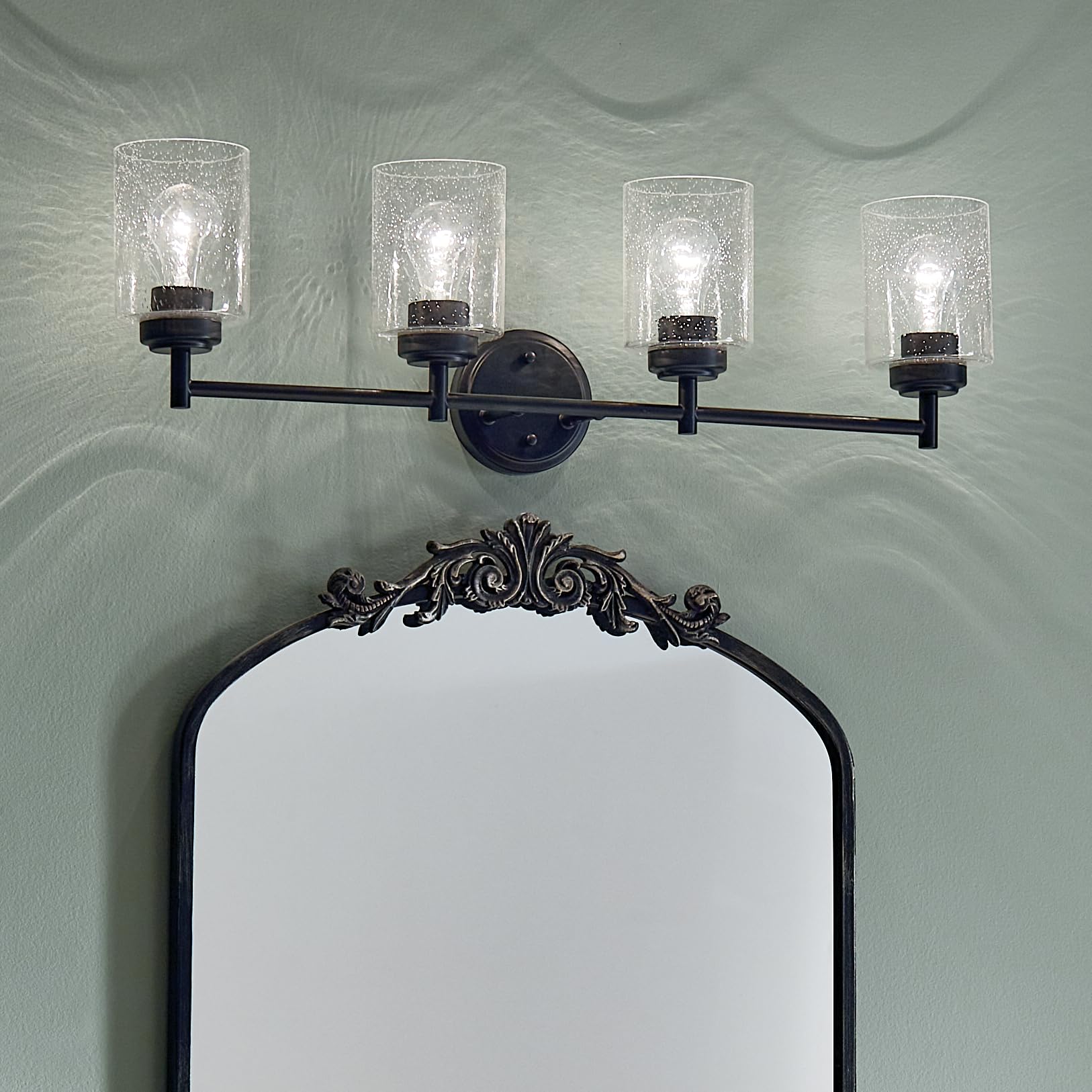 Kichler 45887Bk Winslow Vanity, 4-Light 300 Total Watts, Black