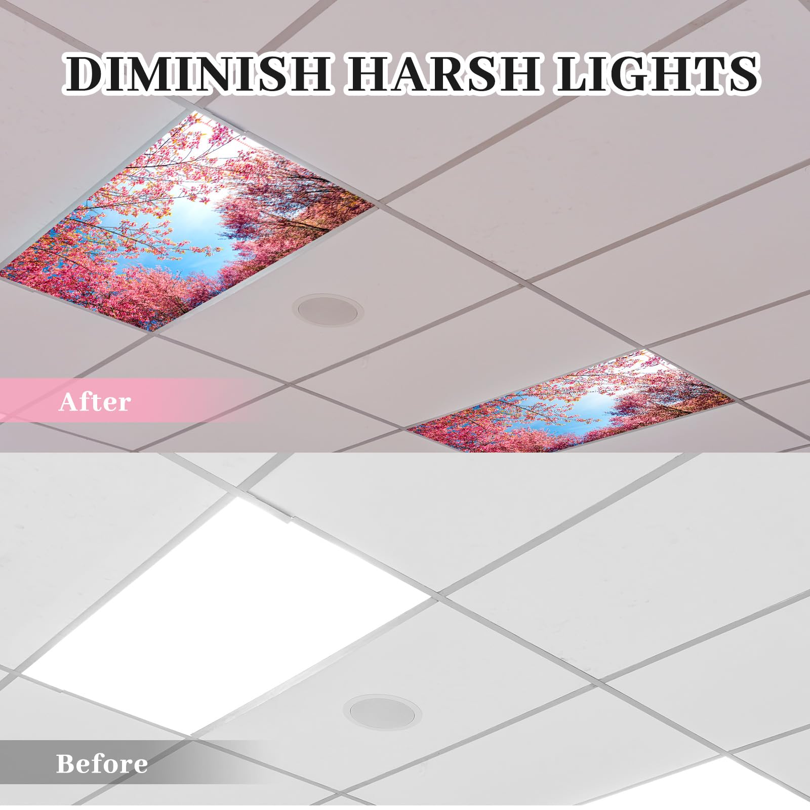 Patelai Fluorescent Light Cover - 4x2 Feet, Magnetic Filters, Spring Forest Color, Model PT-Patelai-56765 for School & Office