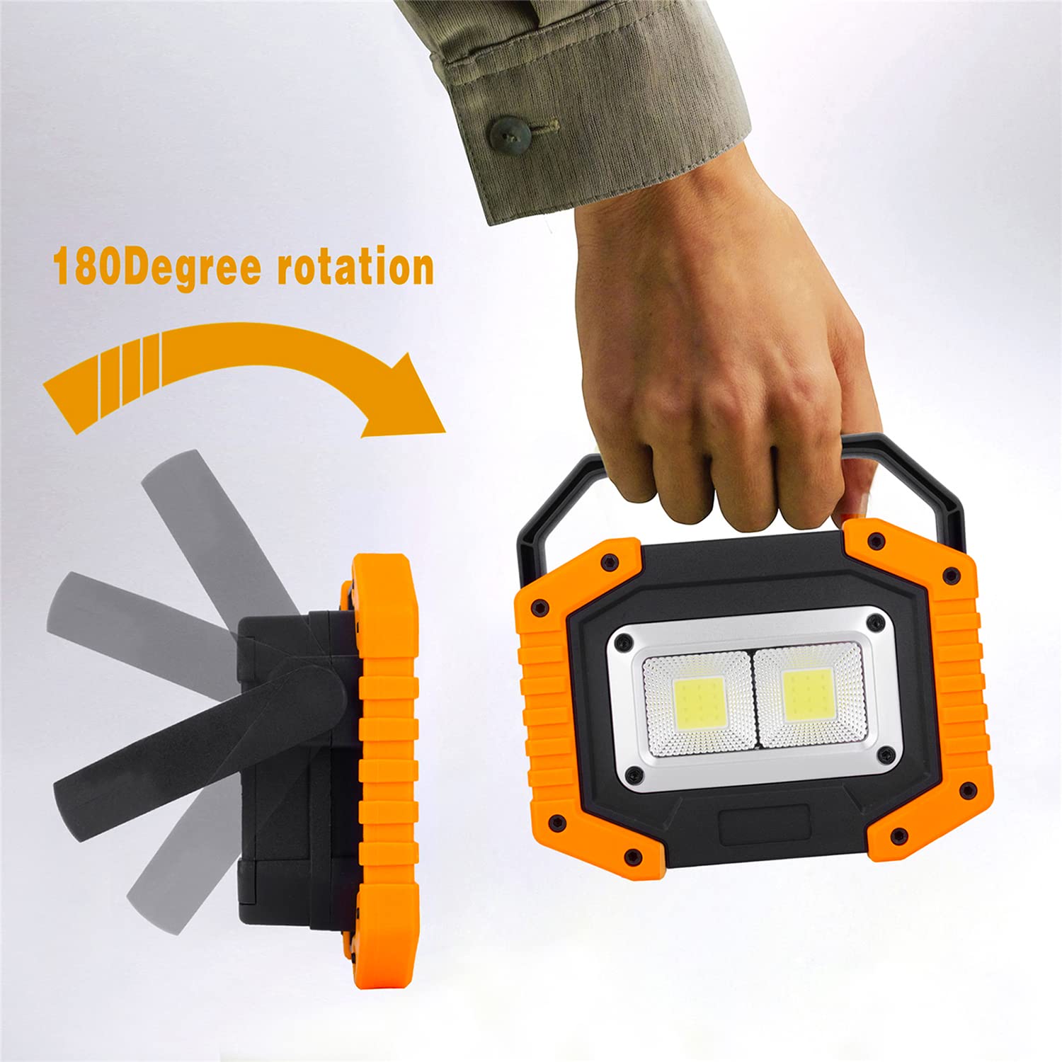 OTYTY LED Work Light - Rechargeable Portable Flood Light, Magnetic, Yellow, Model W840, 2 Pack