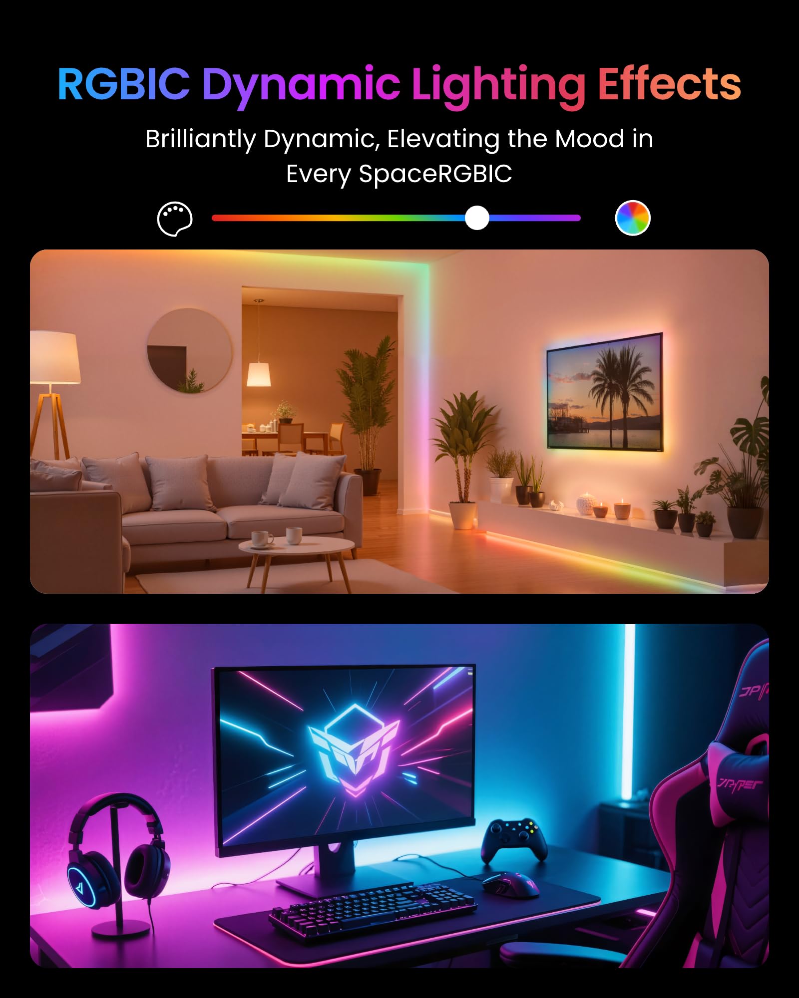 SwitchBot LED Strip Light - 5M, RGBICWW, 72 LEDs/m, Music Sync, Compatible with Apple Home, Alexa, Google Home, Model W1702109
