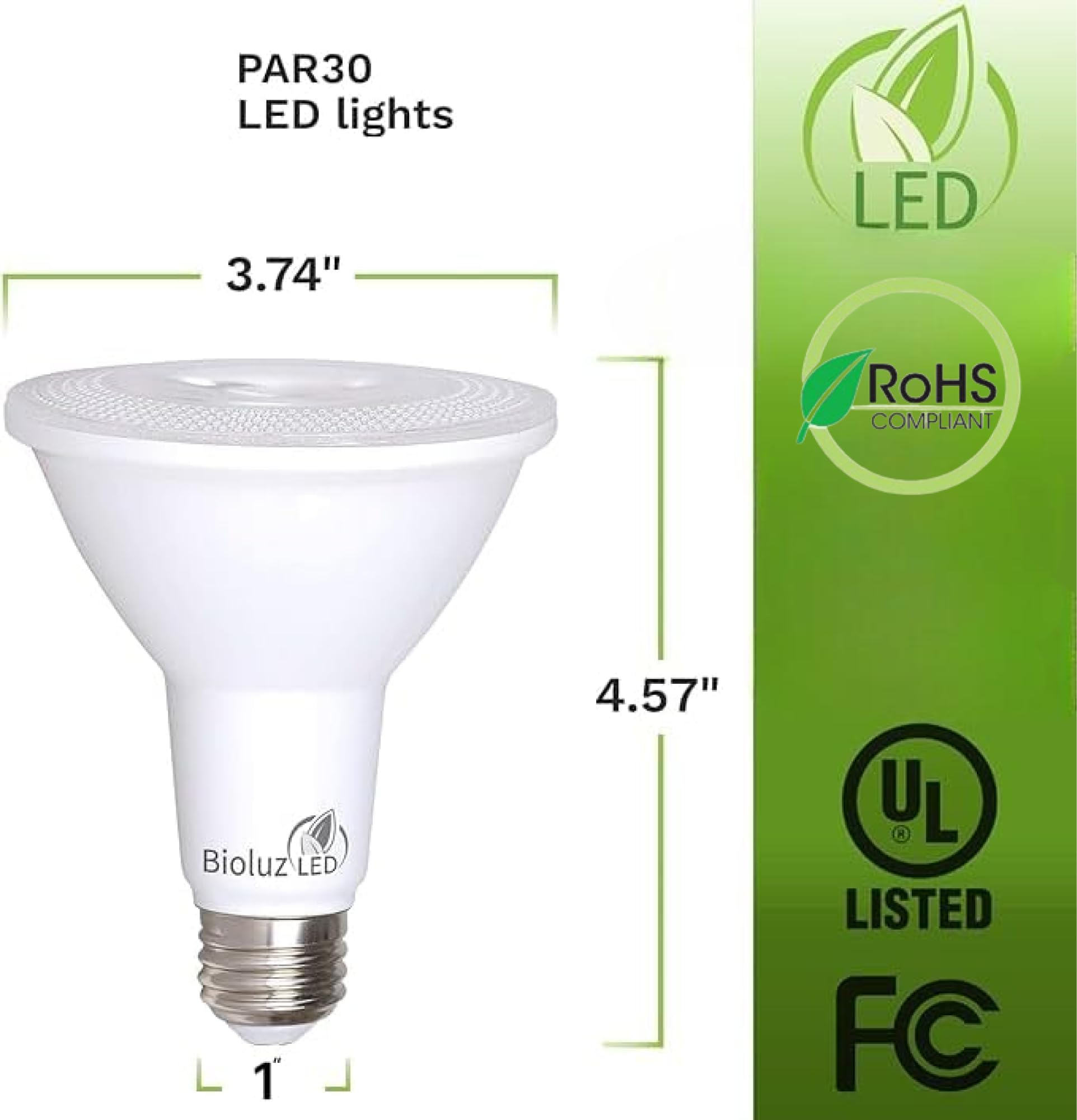 Bioluz Led 8 Pack Par30 Led Bulbs Flood Light Indoor/Outdoor High Cri 75W Equivalent Using 11W Dimmable 3000K Soft White 850 Lum