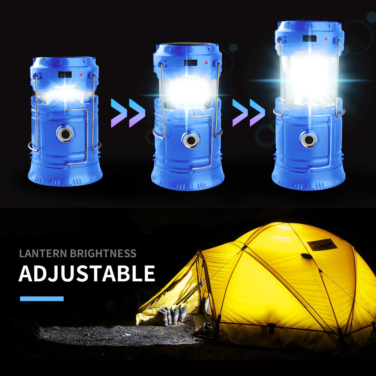 Censinda Led Camping Lantern - Solar Rechargeable, Portable Light For Camping & Emergencies - Blue