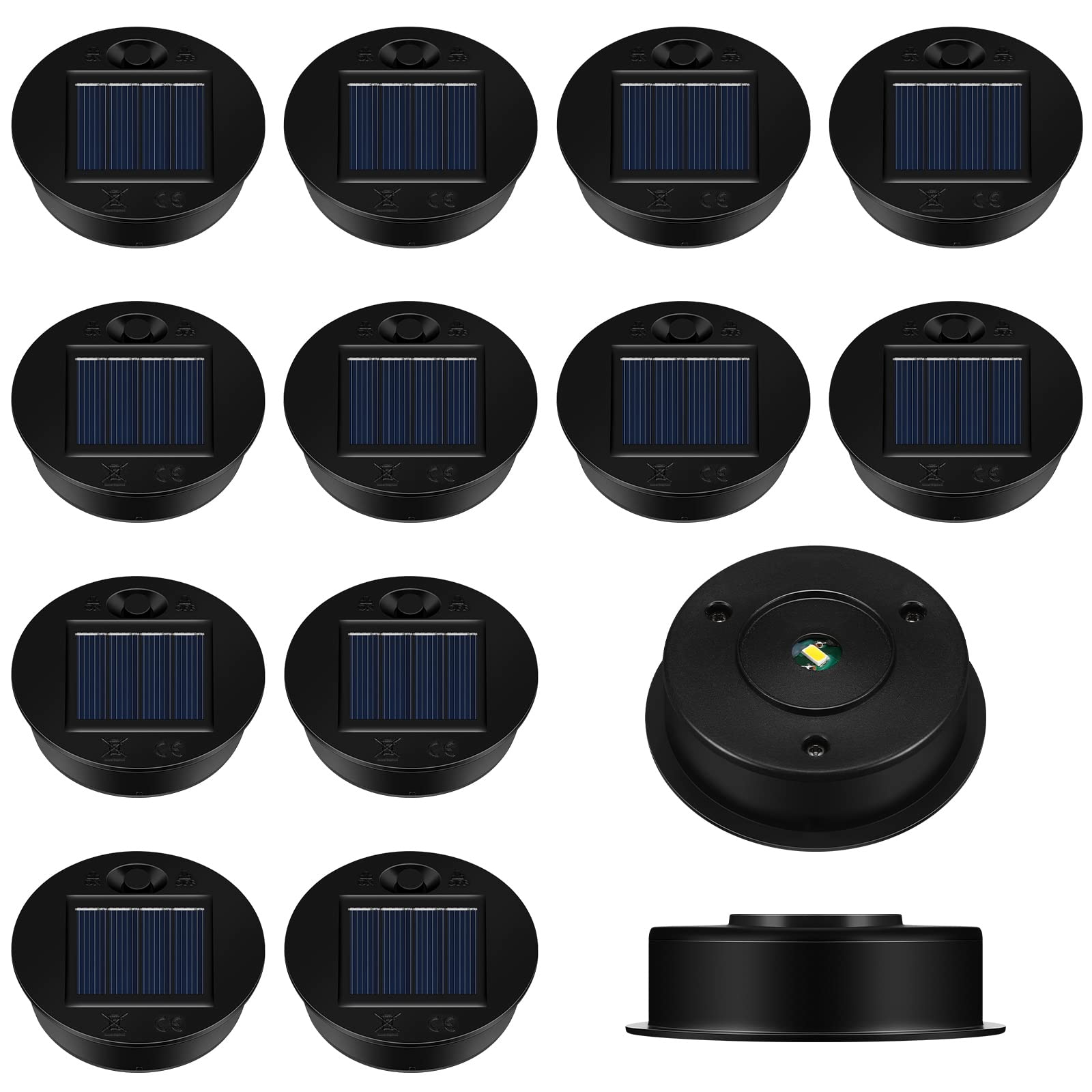 Jeyiour 12 Pack Solar Light Replacement Tops Replacement Solar Light Parts Waterproof Led Panel Lantern Lid Outdoor Top Kit For Hanging Lanterns Patio Decor(2.76 In)