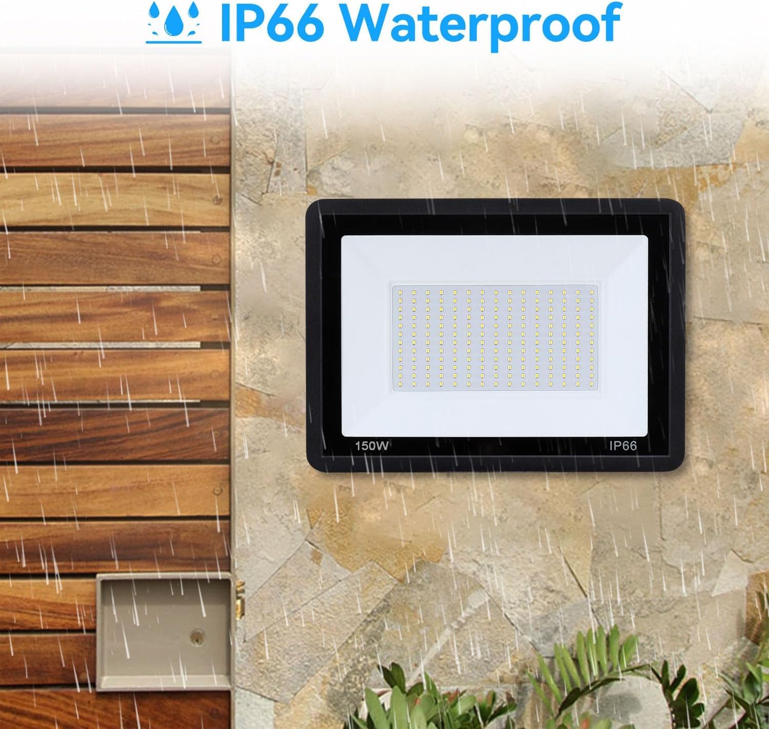 4Pack-150W Led Flood Light Outdoor,16500Lm Led Work Light With 6Ft Us Plug,Ip67 Waterproof Exterior Security Lights,6000K Daylight White Outside Floodlights Slim Design For Playground Yard Stadium