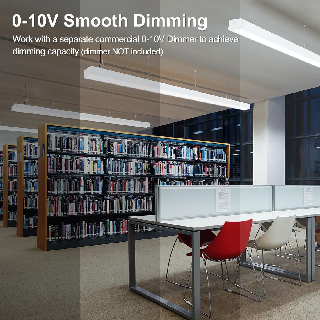 DAKASON 8FT LED Linear Light - 100/80/60W, 5000K, White, 4 Pack, Modern Flush Mount/Suspended Shop Lighting Fixture