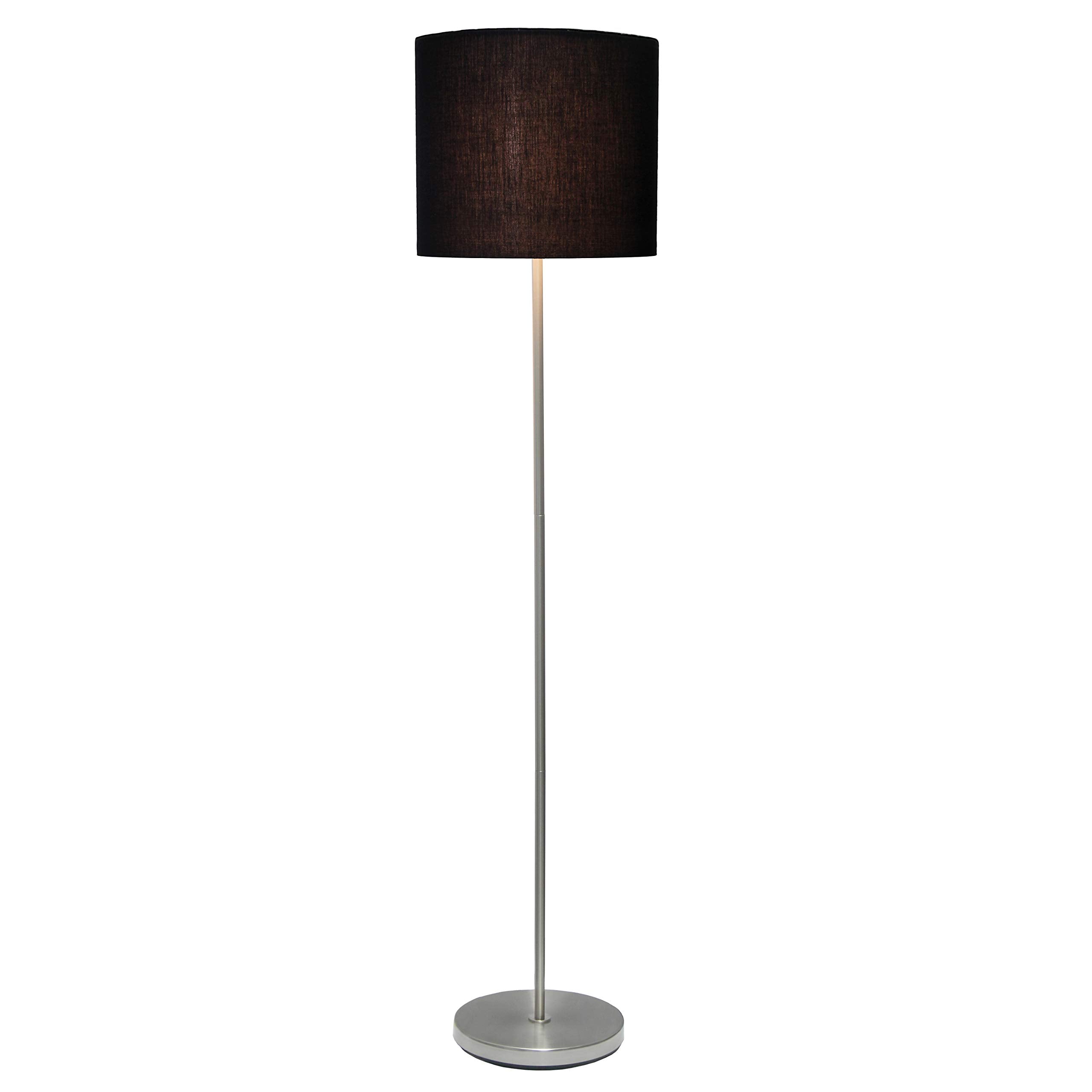 Simple Designs Lf2004-Blk Brushed Nickel Stick Drum Shade Floor Lamp, Black