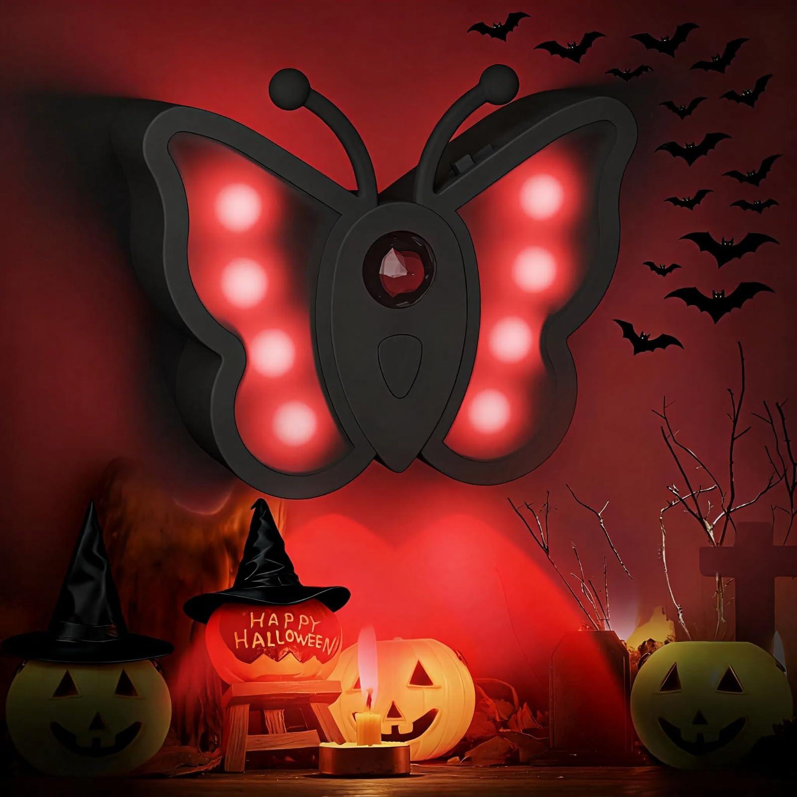 Loftek Rechargeable Motion Sensor Night Light, Dimmable, Portable, Black, 1 Pack, Acrylic, Butterfly Model