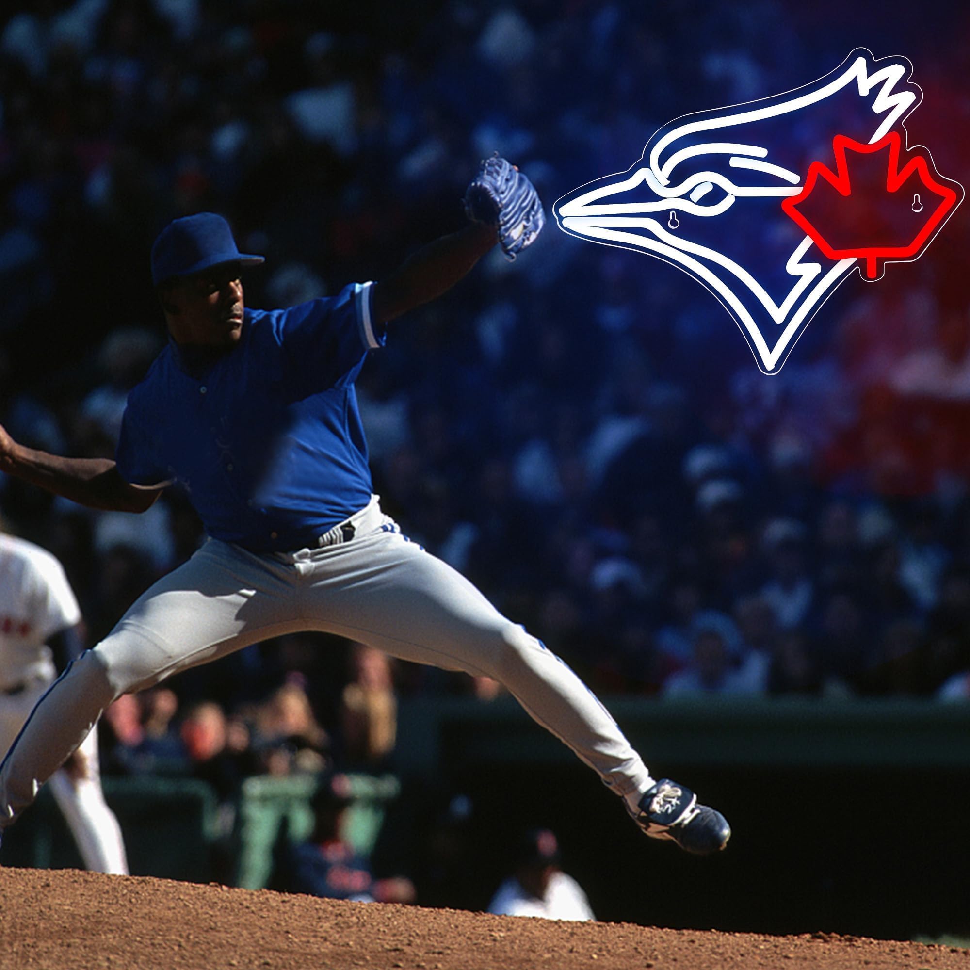 FTMGGDG Baseball Neon Sign Light - Acrylic Wall Decor, 13.8x11in, Jays-Blue & Red, Model FMXD700