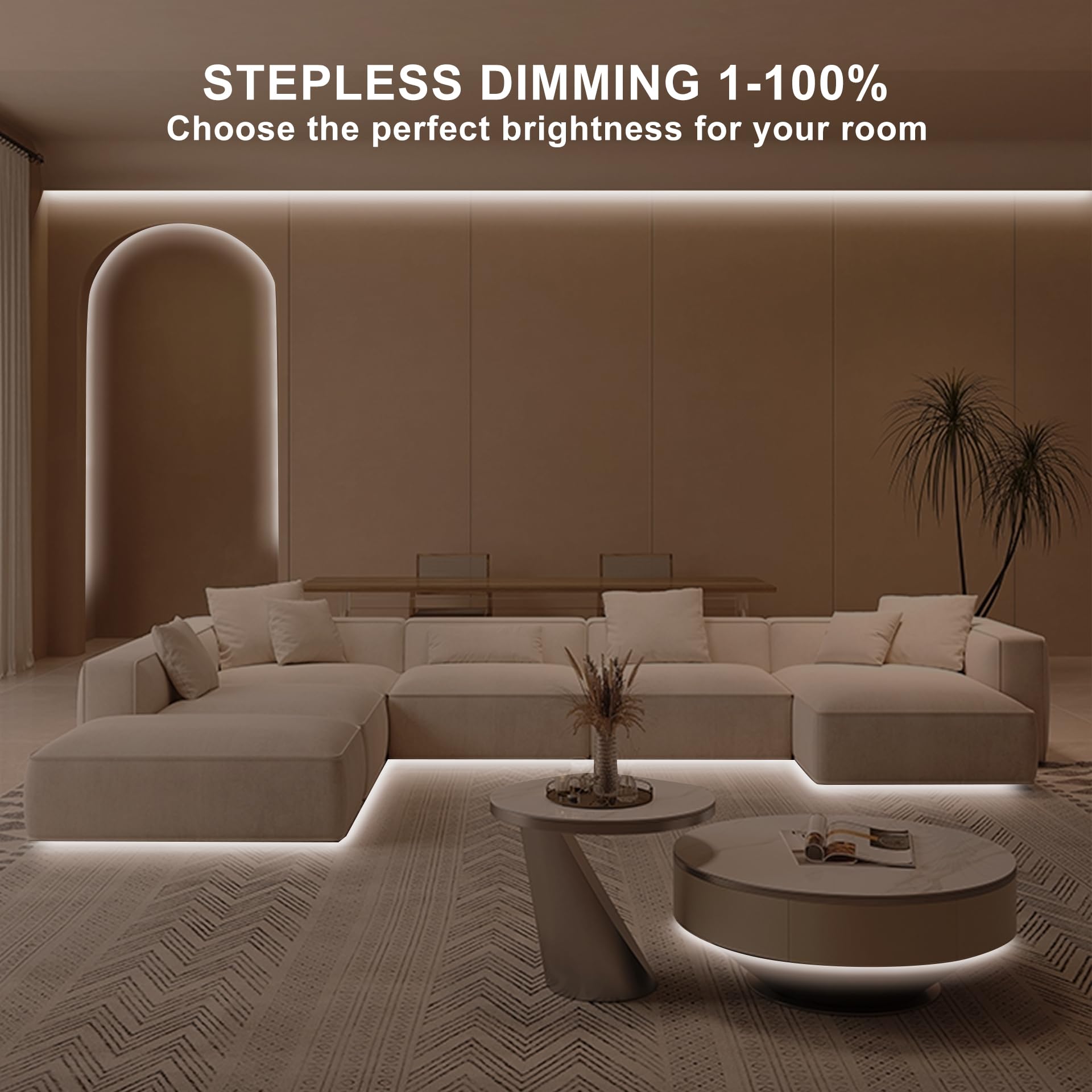 Olaholii 16.4Ft Cob Led Strip Light With Remote, 4000K Dimmable Bright Led Cob Strip Light, White Continuous Led Strip Light For