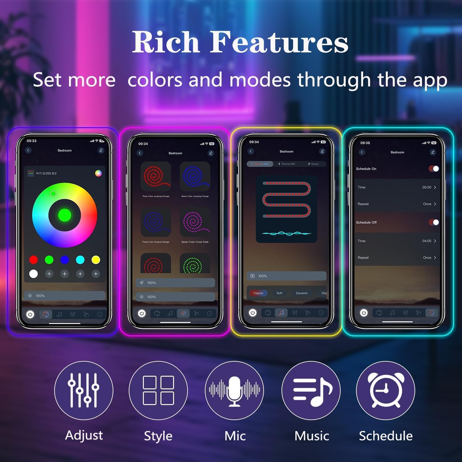 Bvokon RGB Neon Rope Lights, 50FT Waterproof LED Strip, App/Remote Control, Music Sync, Flexible Outdoor Lighting