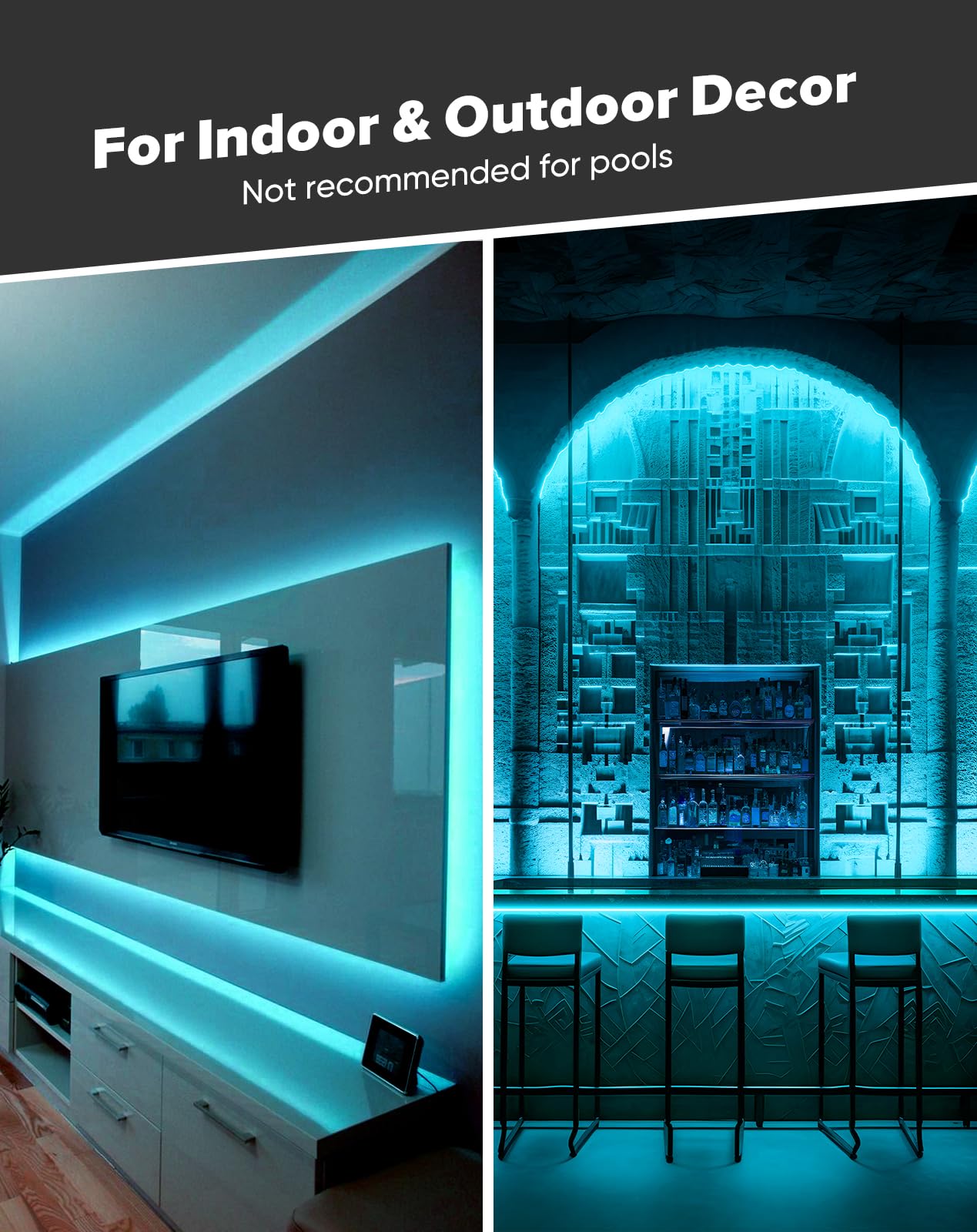 Shine Decor Cob Led Rope Light Ac 120V  800Lm Ultra Bright  Ip65 Waterproof Cold-Resistant Etl Neon Strip  No Driver Tape Lighting For Home Commercial 10X4.5Mm  Ice Blue  50Ft