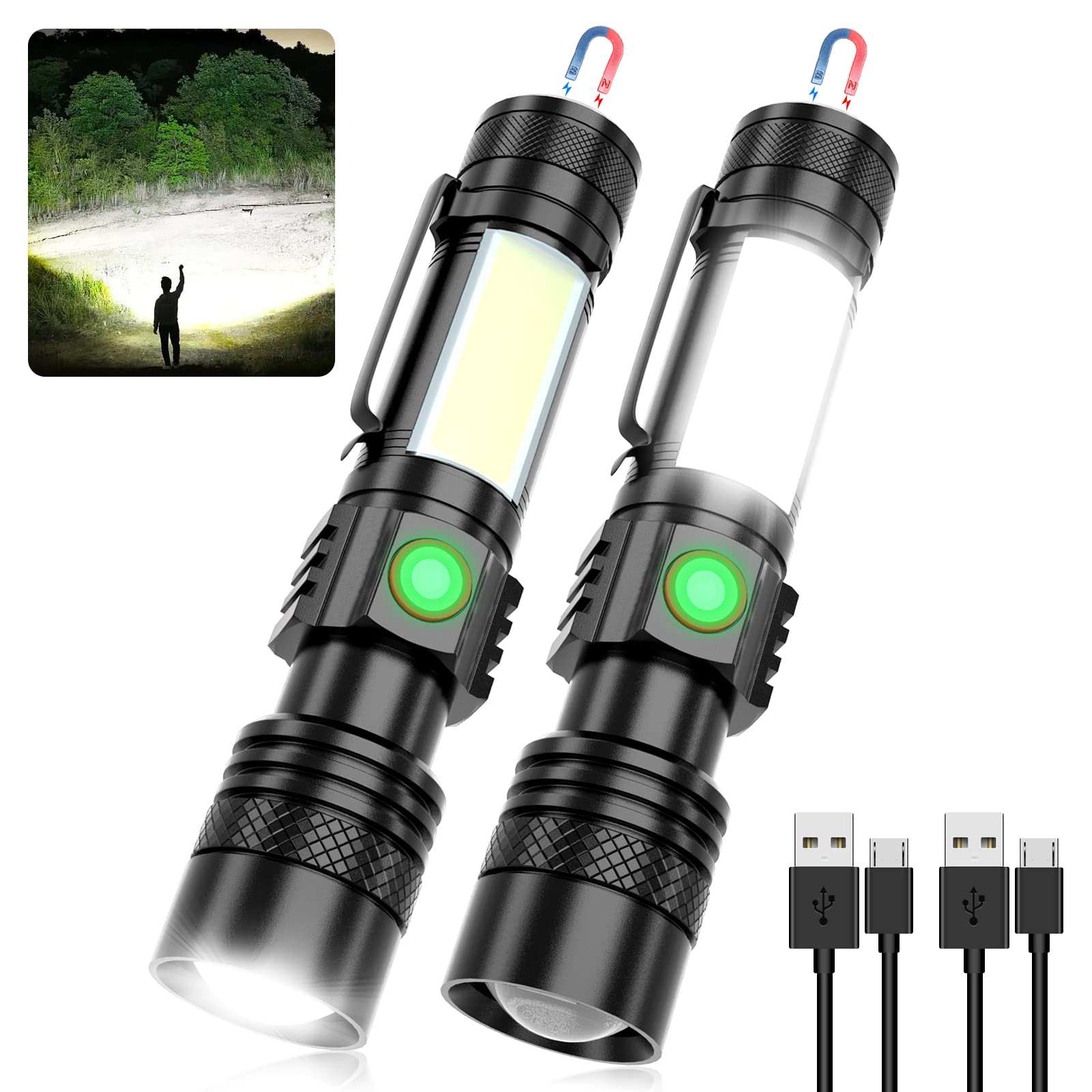 Vnina USB Rechargeable Flashlight, LED Tactical Light, Waterproof, 6 Modes, 4.96in, Red, Model VNA-US-USB-001C