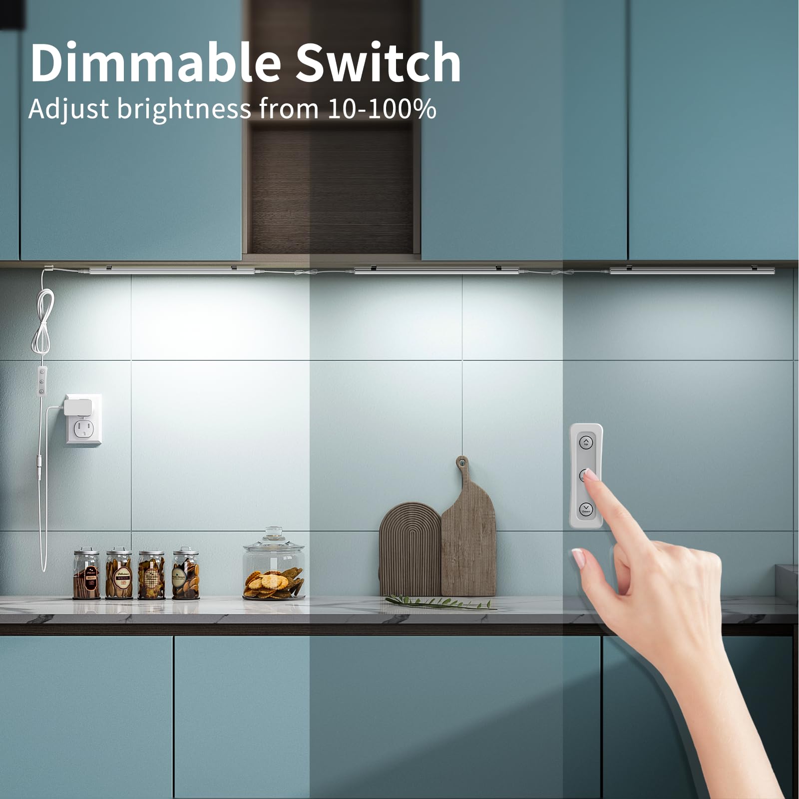 Asoko Under Cabinet Led Light Plug In, Dimmable Daylight White 4500K, 3 Pack 12 Inch Linkable Led Under Counter Lights For Kitch