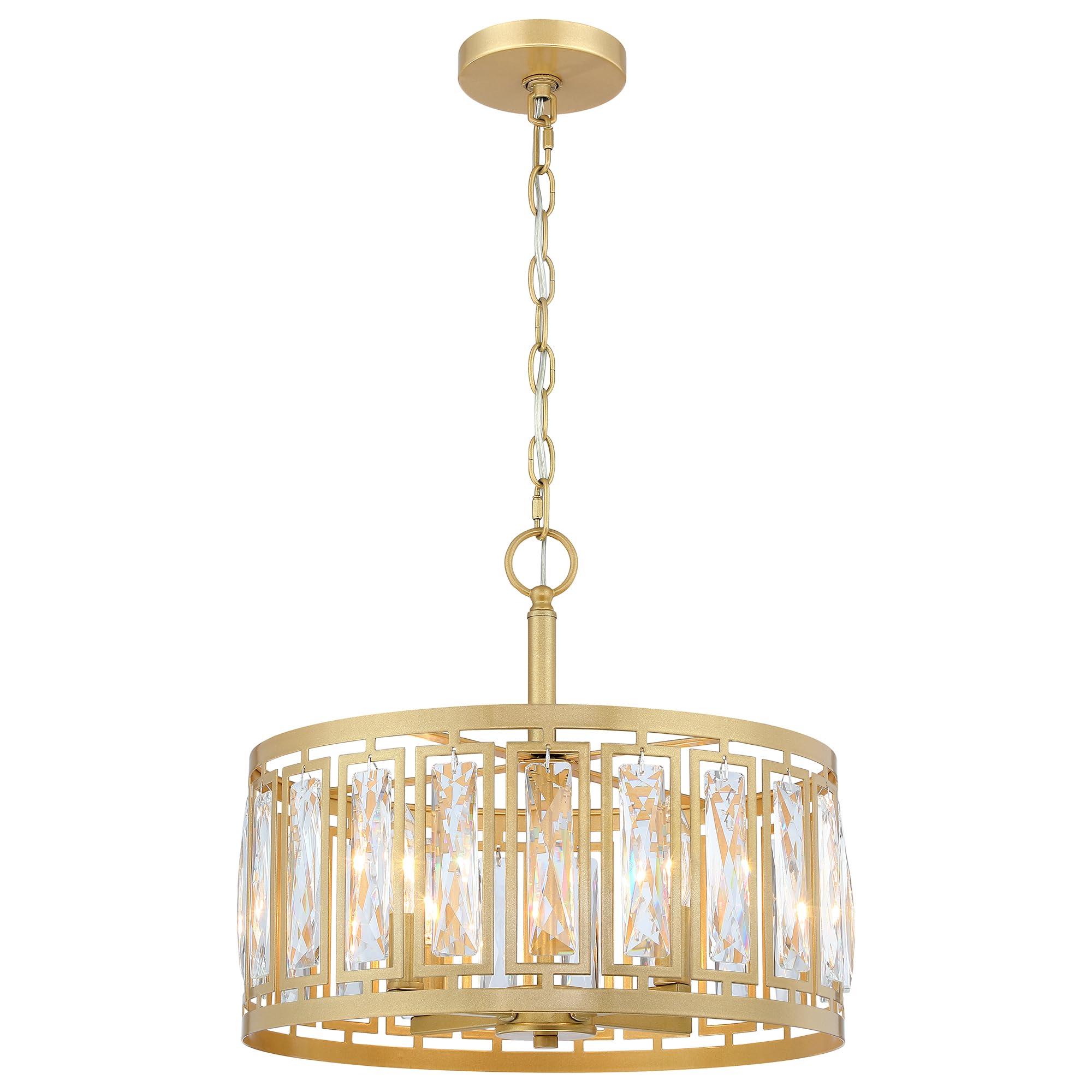 Gold Crystal Chandeliers, 4-Light Modern Pendant Lighting for Dining Room Hanging Ceiling Light Fixtures Over Table, Modern Crys