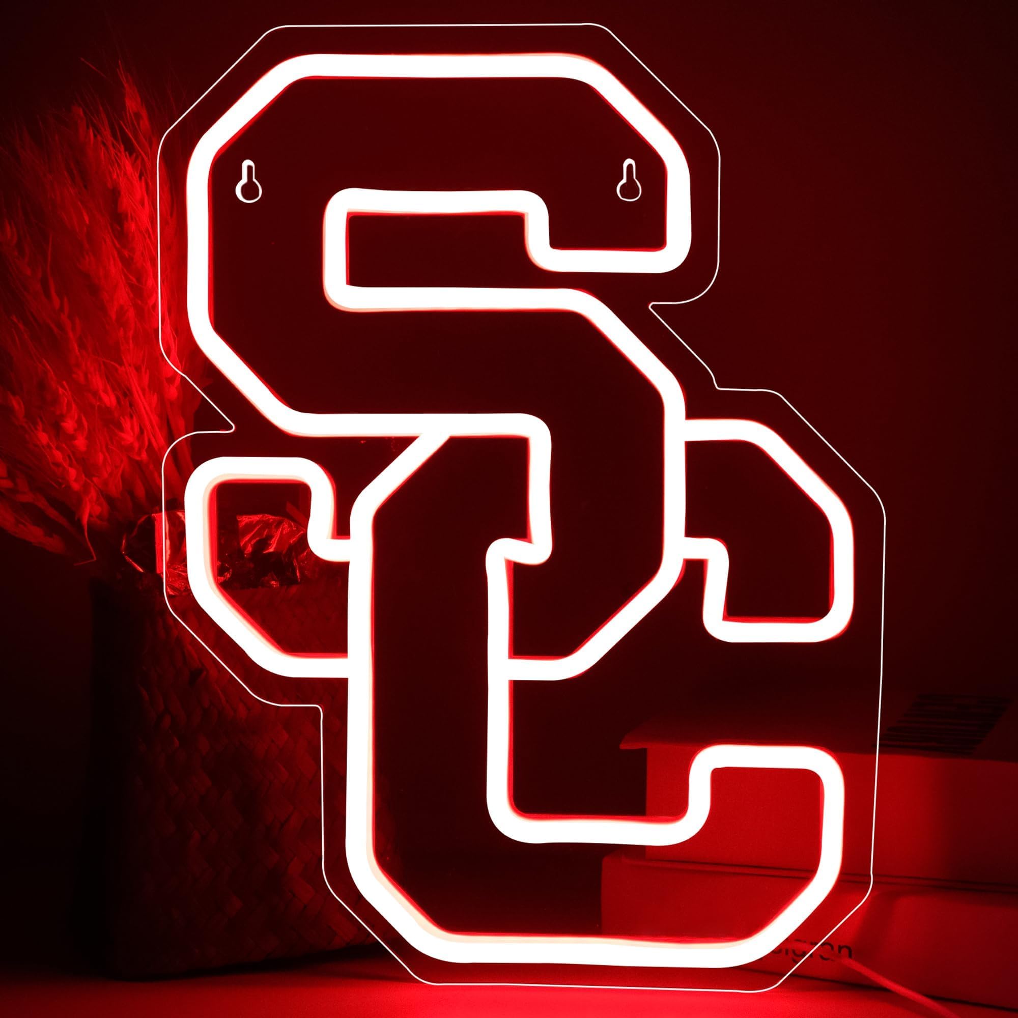 FTMGGDG University Neon Sign, Football Team Logo LED, 13.77x10.23in, Acrylic, Southern California-Red, Model FMXD100
