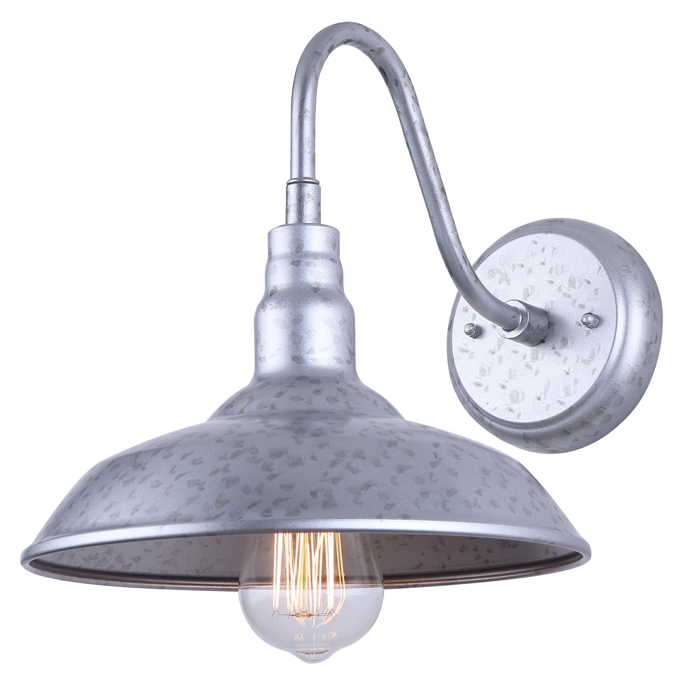 Canarm Rustica 1-Light Outdoor Barn Light, 10-Inch Galvanized Wall Mounted Gooseneck Outdoor Lighting, Wet-Rated for Porch, Gara