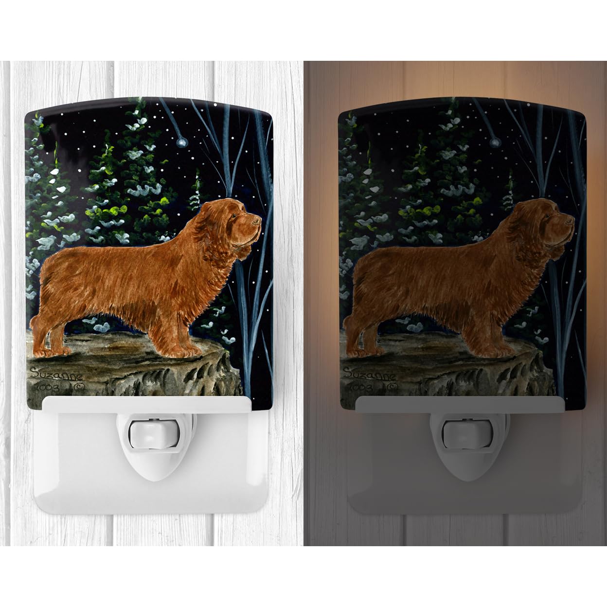 Carolines Treasures Sus  Spaniel Ceramic Night Light, UL-Certified, 6x4x3in, Multicolor, Model SS8174CNL