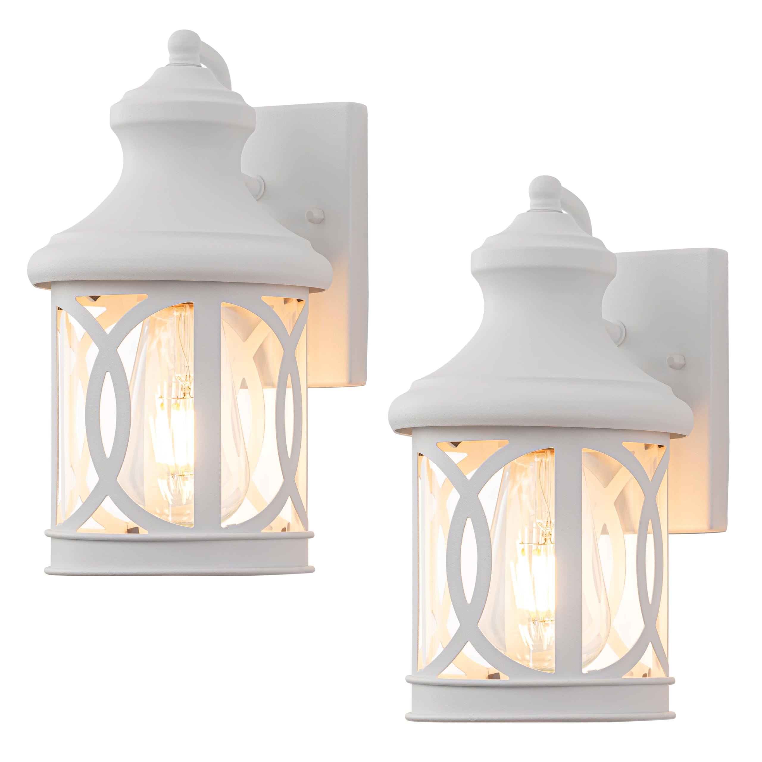 Laplusbelle 2-Pack Outdoor Wall Lights, Porch Lights, Waterproof Outdoor Wall Sconce, Exterior Light Fixture White With Clear Gl
