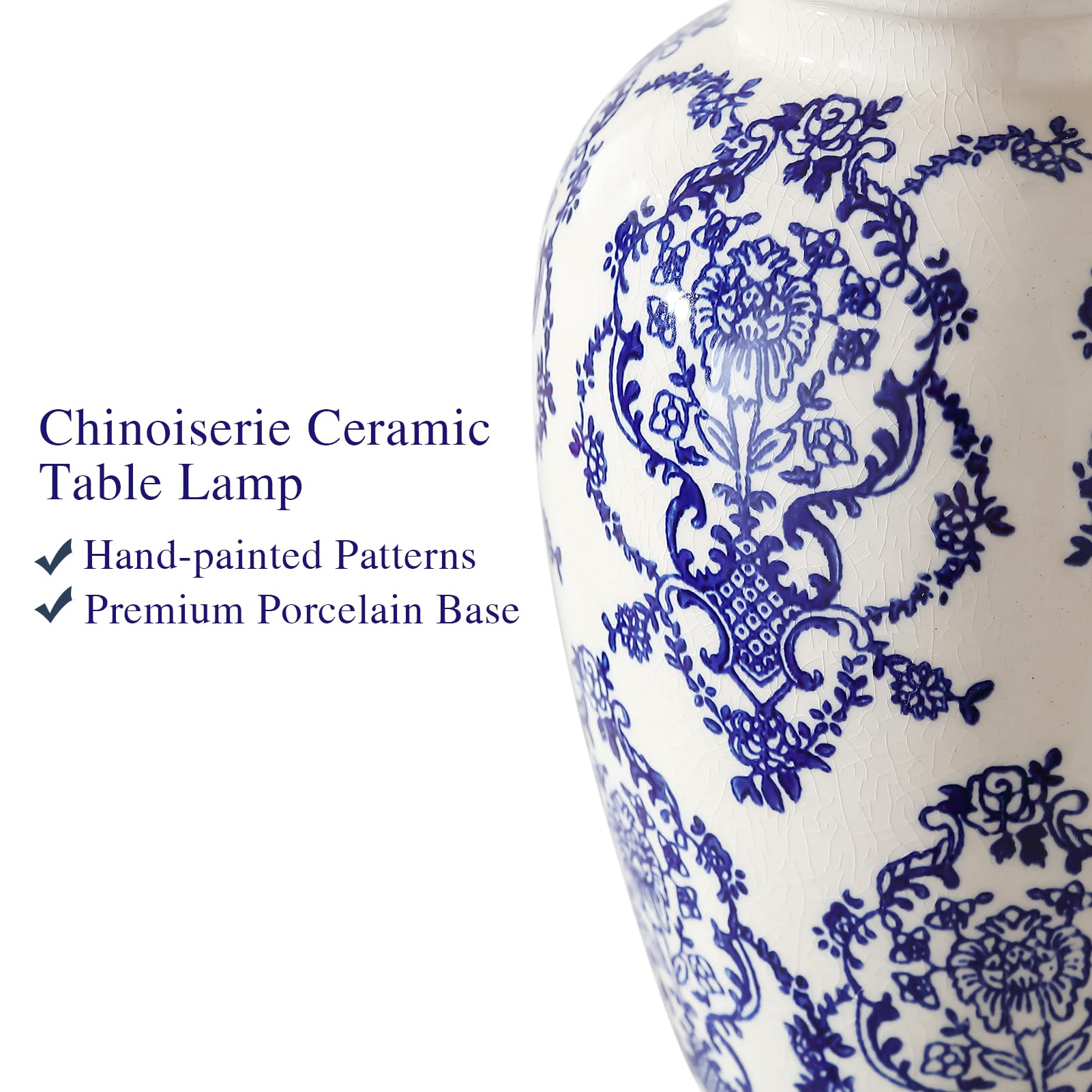 Roriano Chinoiserie Ceramic Table Lamps Set Of 2 For Living Room Bedroom Bedside  Traditional Blue And White Porcelain Classic Table Lamp For Nightstand Entryway  2 Led Bulbs Included